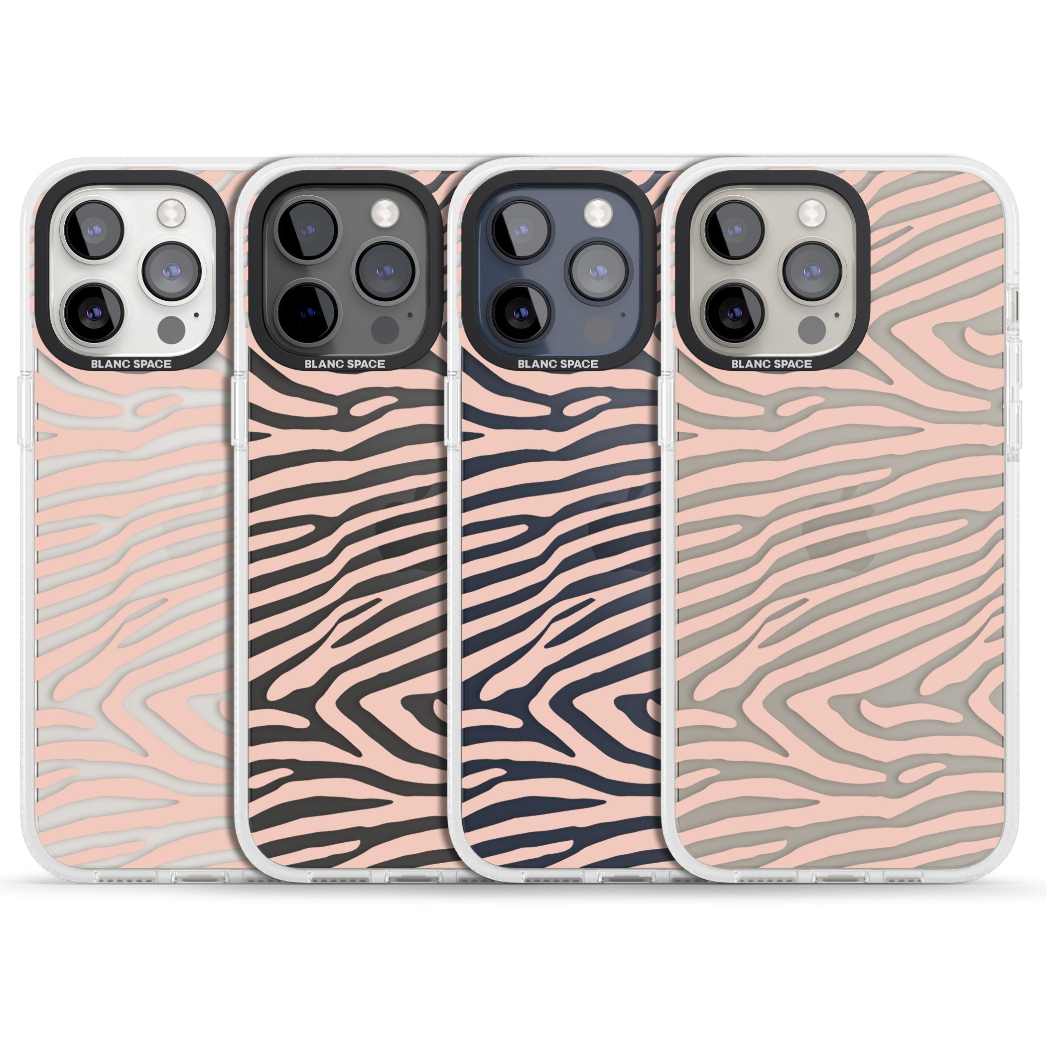Horizontal Zebra Stripes Transparent Animal Print iPhone 15 Pro Max / 15 Pro / 14 Pro Max / 14 Pro / 13 Pro Clear Case Impact Air - Blanc Space