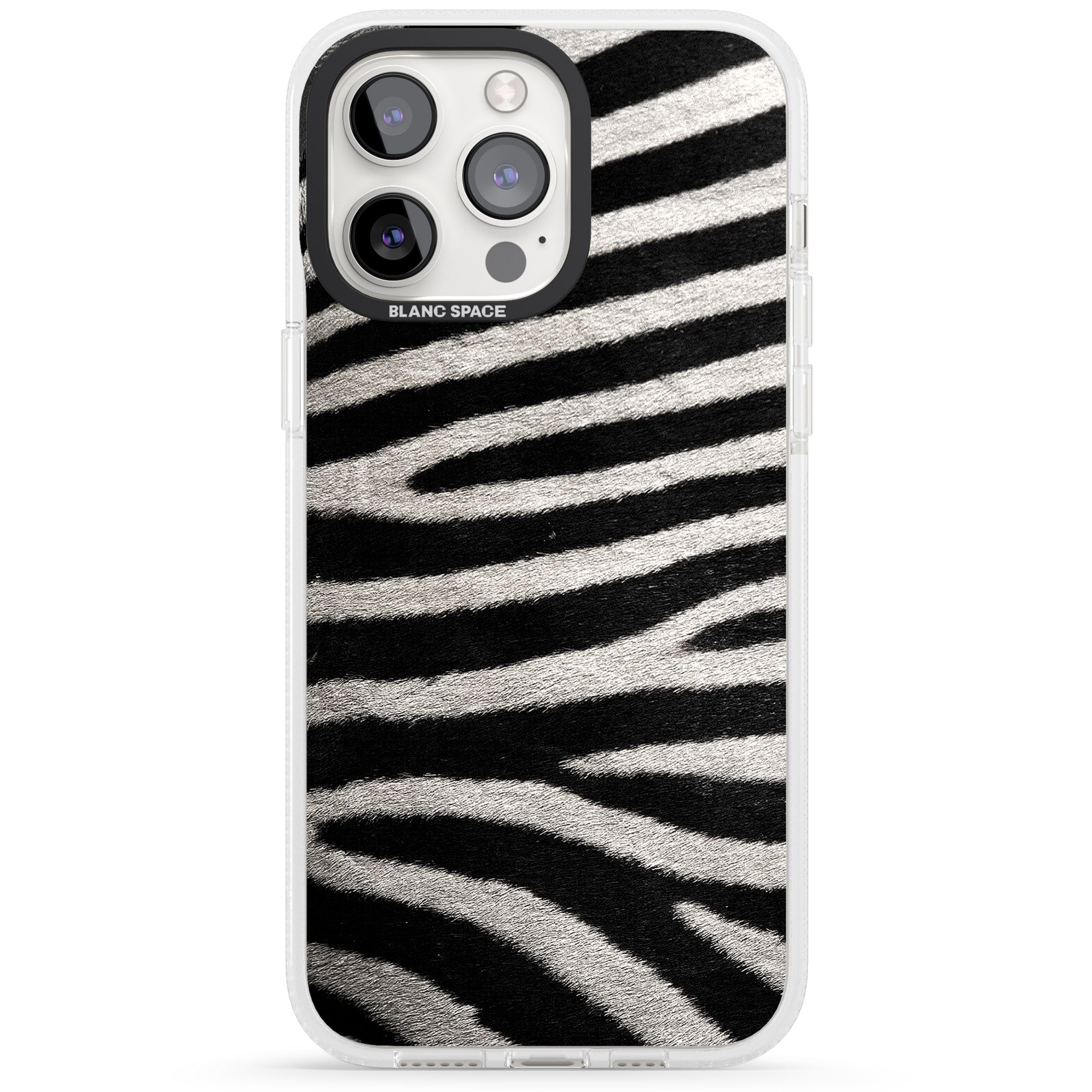 Zebra Print iPhone 15 Pro Max / 15 Pro / 14 Pro Max / 14 Pro / 13 Pro Clear Case Impact Air - Blanc Space