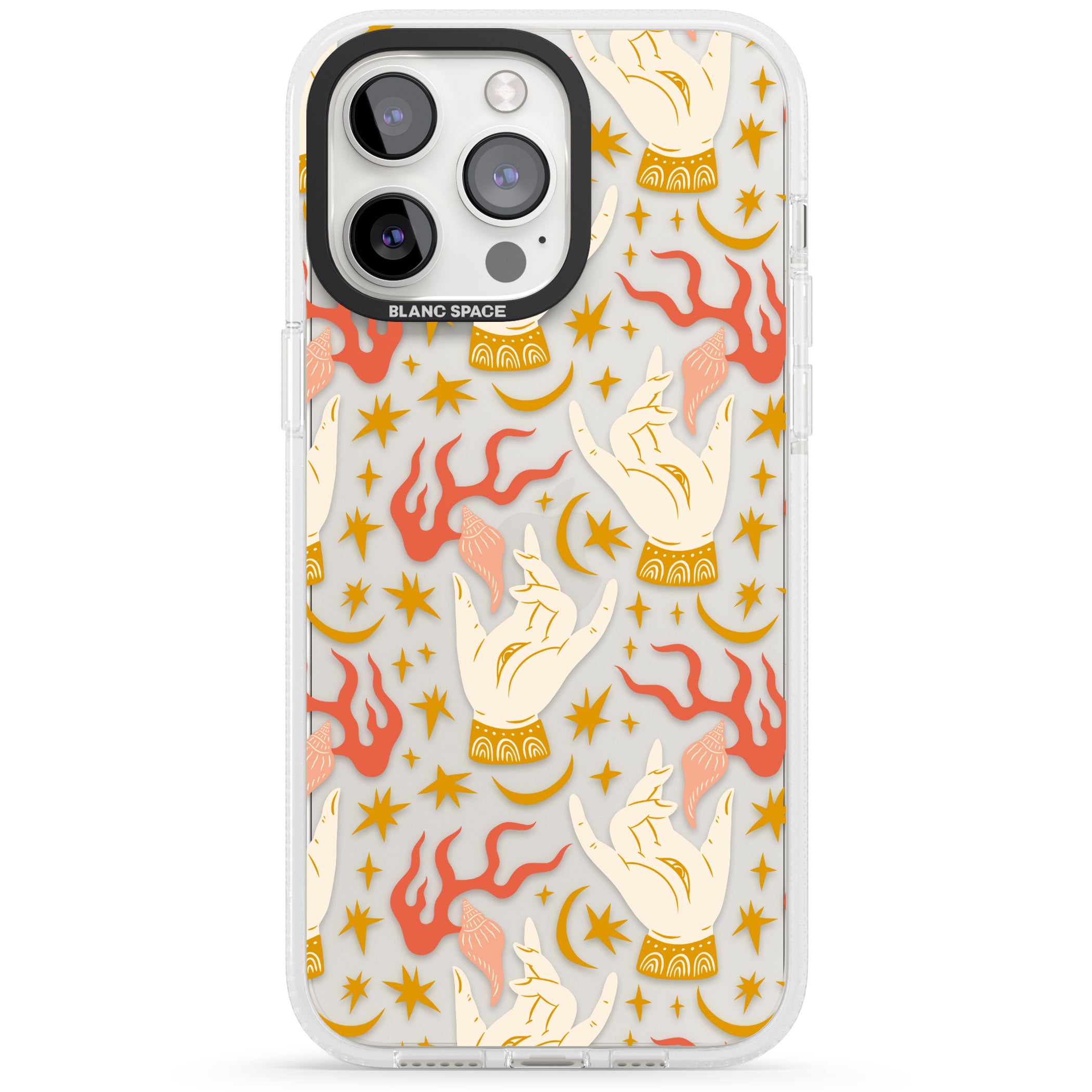 Hand Watcher Pattern iPhone 15 Pro Max / 15 Pro / 14 Pro Max / 14 Pro / 13 Pro Clear Case Impact Air - Blanc Space
