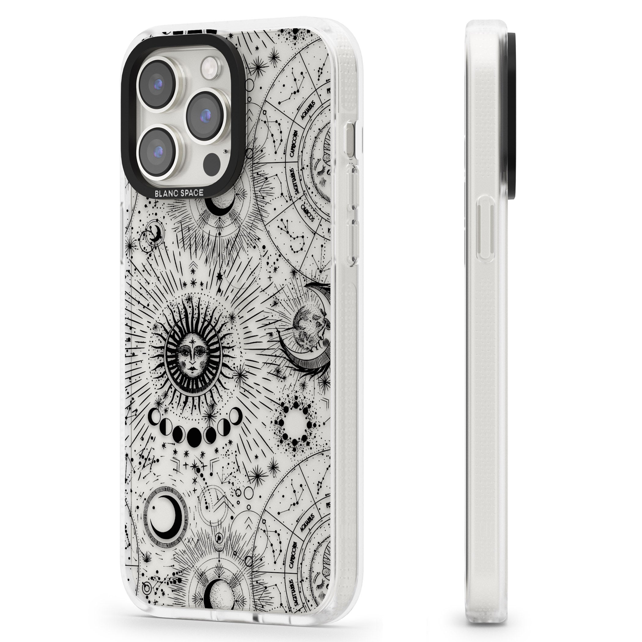 Transparent Suns & Zodiac Charts iPhone 15 Pro Max / 15 Pro / 14 Pro Max / 14 Pro / 13 Pro Clear Case Impact Air - Blanc Space