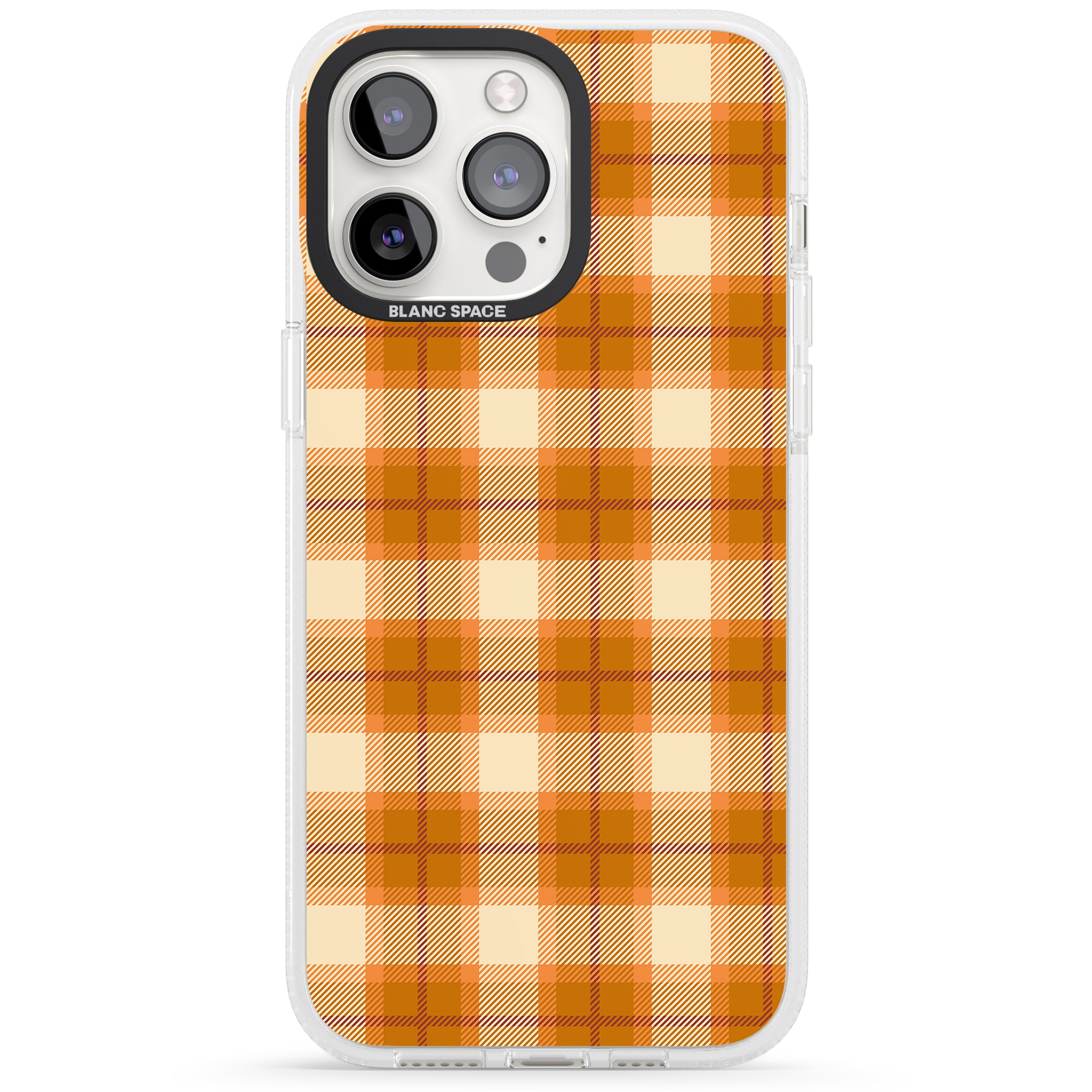 Pumpkin Plaid iPhone 15 Pro Max / 15 Pro / 14 Pro Max / 14 Pro / 13 Pro Clear Case Impact Air - Blanc Space