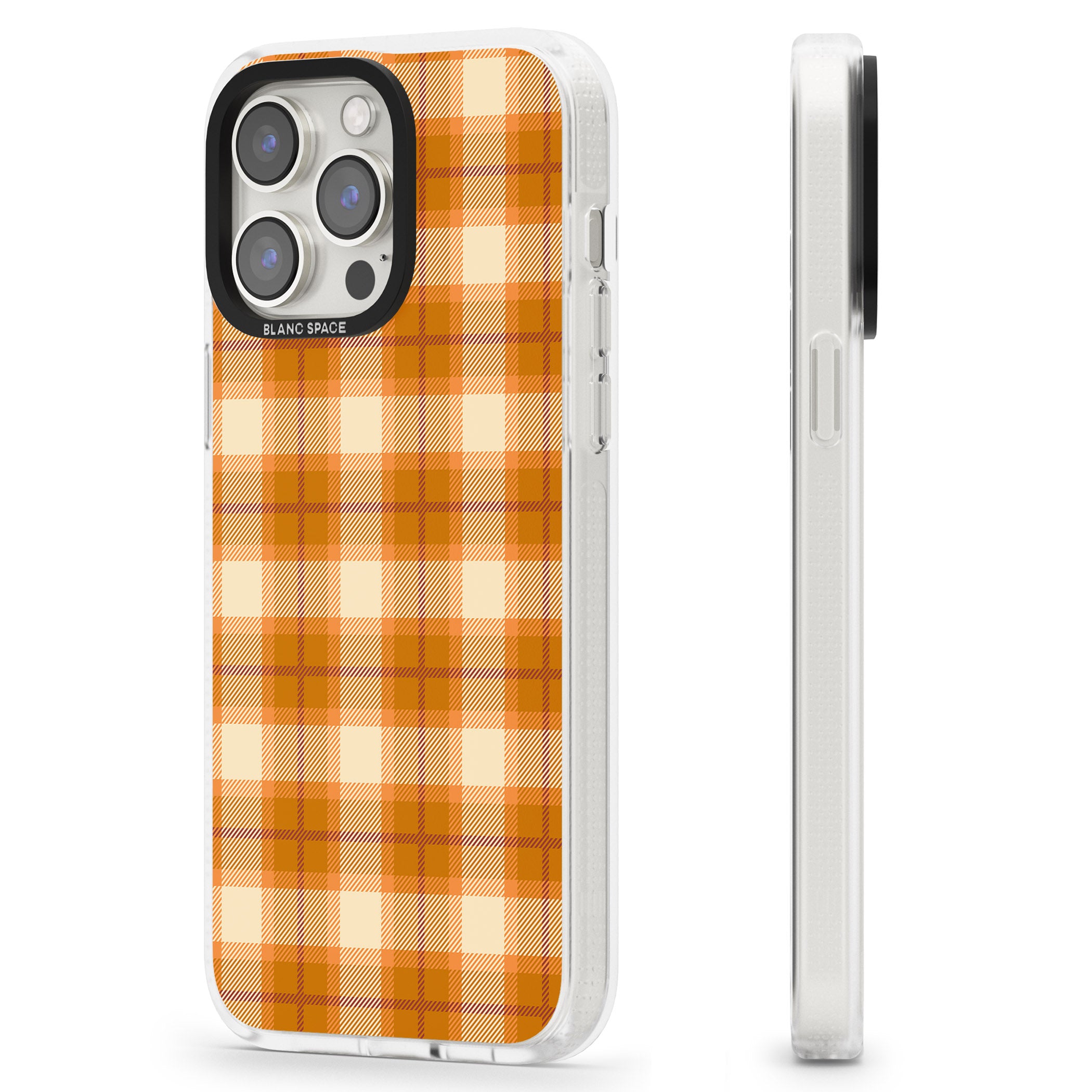 Pumpkin Plaid iPhone 15 Pro Max / 15 Pro / 14 Pro Max / 14 Pro / 13 Pro Clear Case Impact Air - Blanc Space