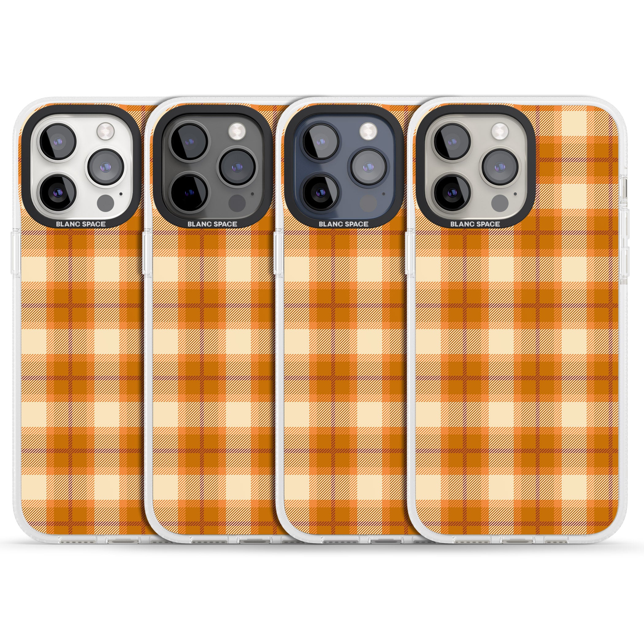 Pumpkin Plaid iPhone 15 Pro Max / 15 Pro / 14 Pro Max / 14 Pro / 13 Pro Clear Case Impact Air - Blanc Space