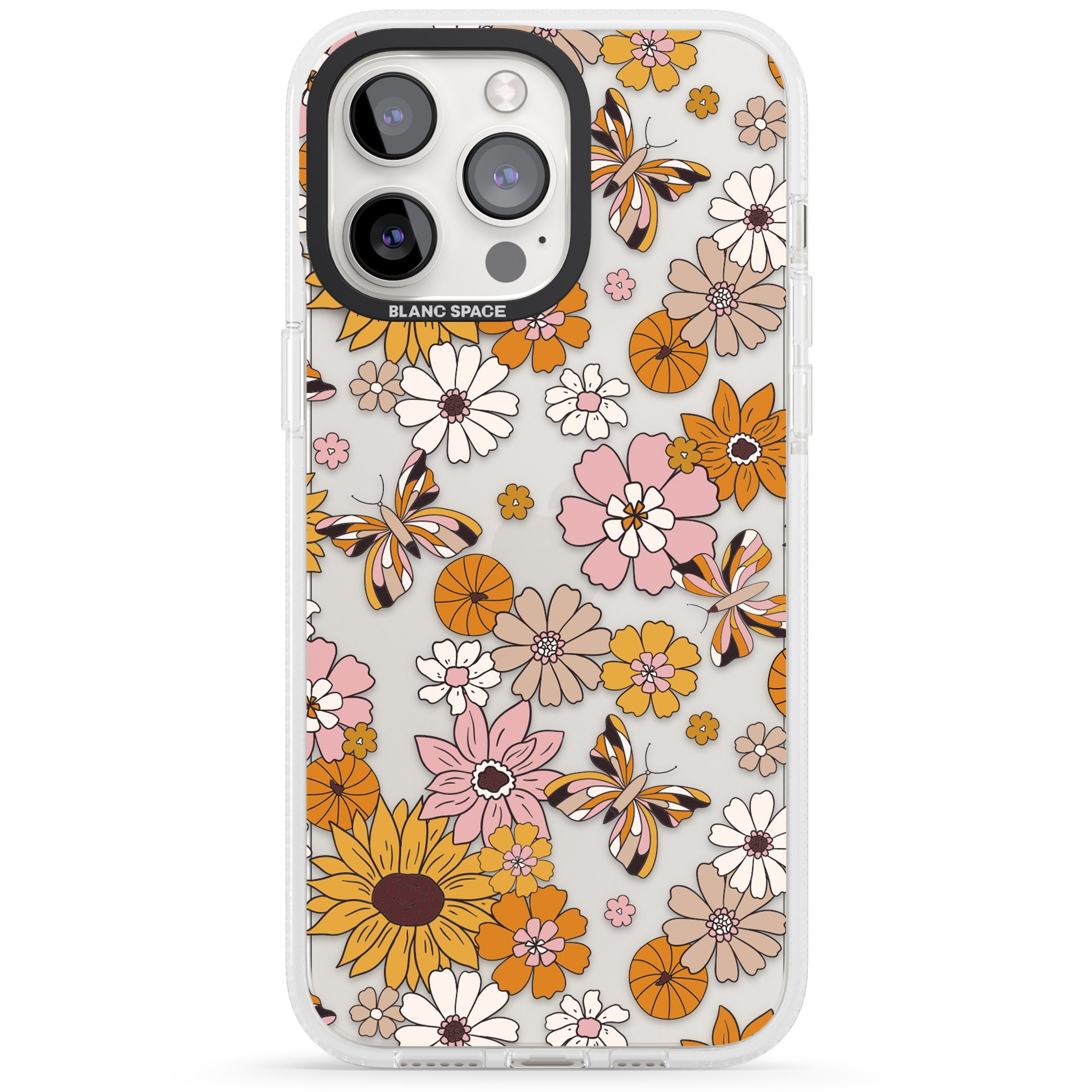 Butterfly & Bloom Autumn Floral iPhone 15 Pro Max / 15 Pro / 14 Pro Max / 14 Pro / 13 Pro Clear Case Impact Air - Blanc Space
