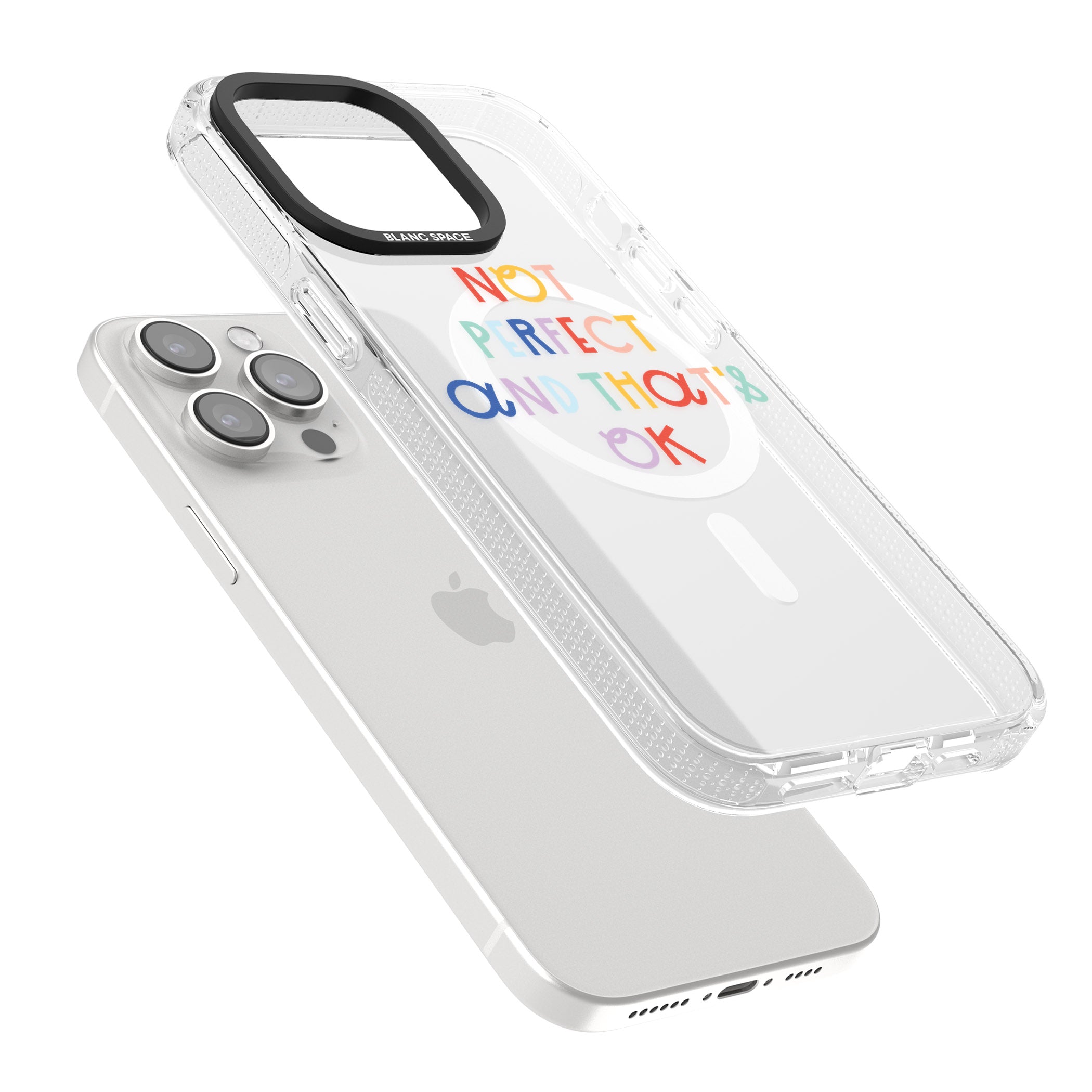 Not Perfect - Clear iPhone 15 Pro Max / 15 Pro / 14 Pro Max / 14 Pro / 13 Pro Clear Case Impact Air - Blanc Space