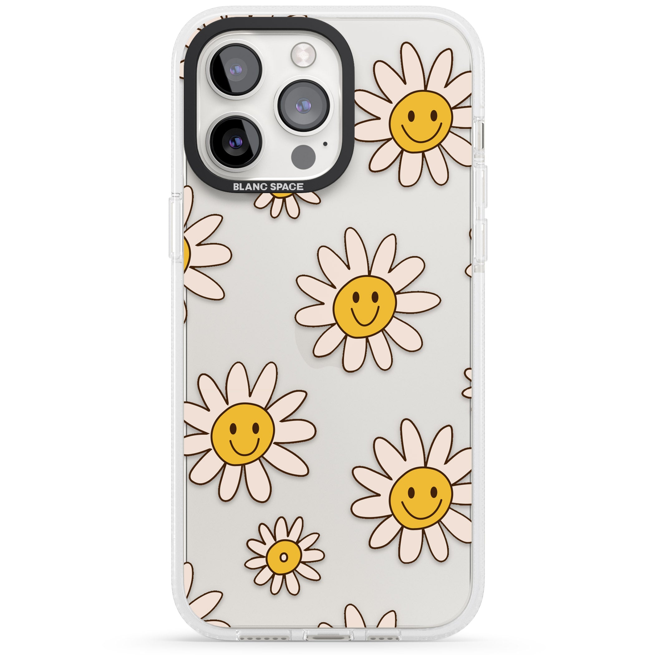 Daisy Faces iPhone 15 Pro Max / 15 Pro / 14 Pro Max / 14 Pro / 13 Pro Clear Case Impact Air - Blanc Space
