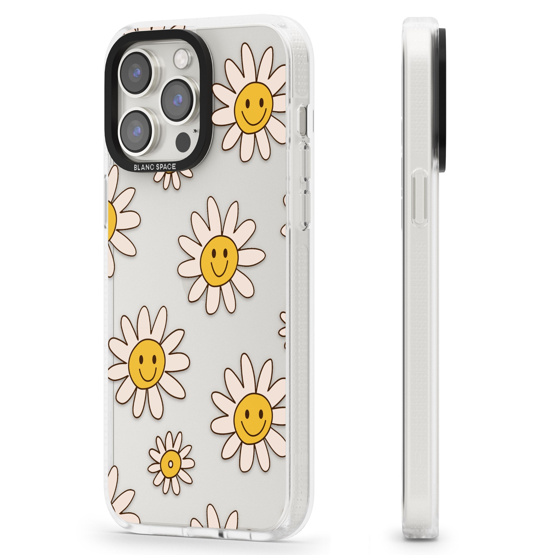 Daisy Faces iPhone 15 Pro Max / 15 Pro / 14 Pro Max / 14 Pro / 13 Pro Clear Case Impact Air - Blanc Space