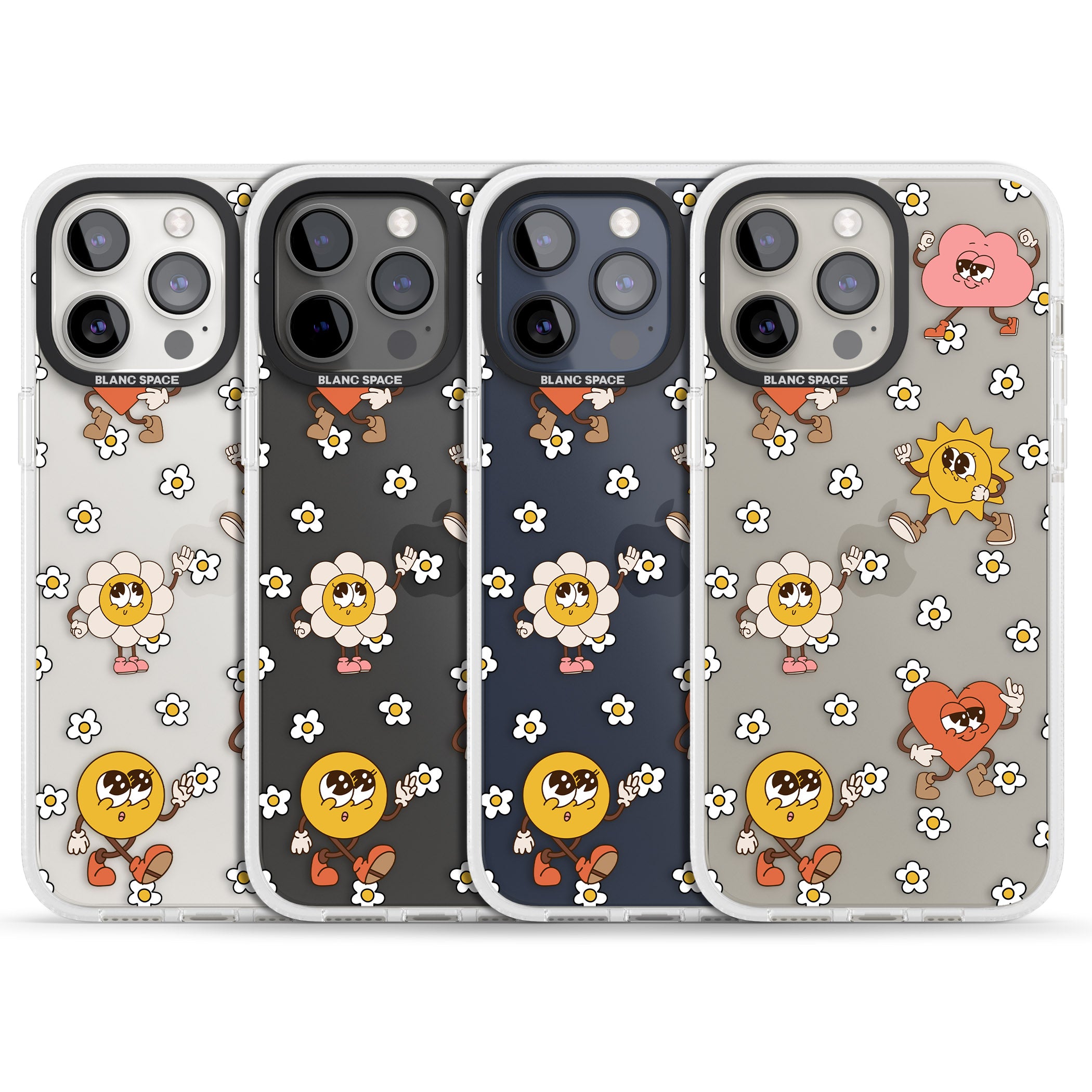 Daisies & Friends iPhone 15 Pro Max / 15 Pro / 14 Pro Max / 14 Pro / 13 Pro Clear Case Impact Air - Blanc Space