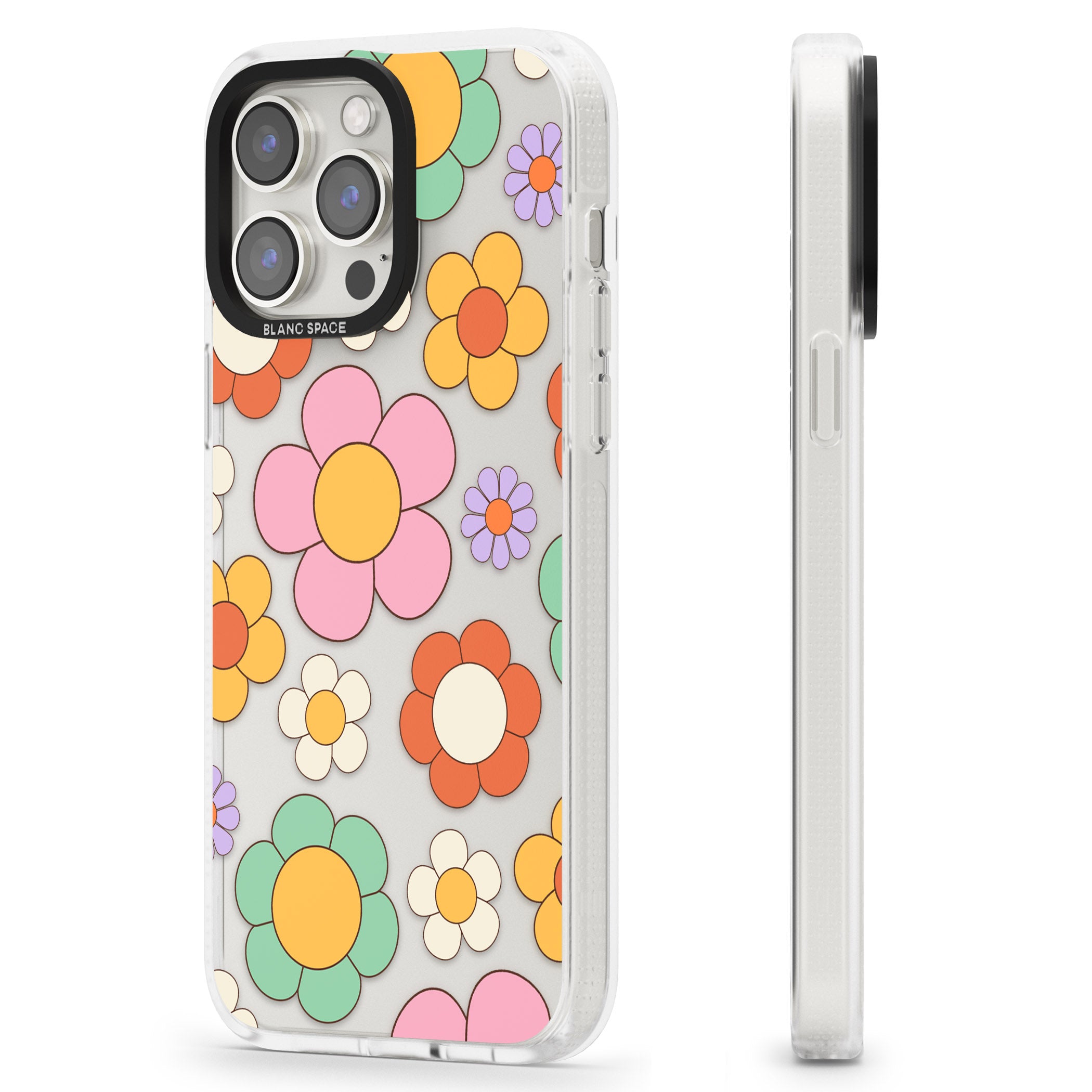 Groovy Blossoms iPhone 15 Pro Max / 15 Pro / 14 Pro Max / 14 Pro / 13 Pro Clear Case Impact Air - Blanc Space