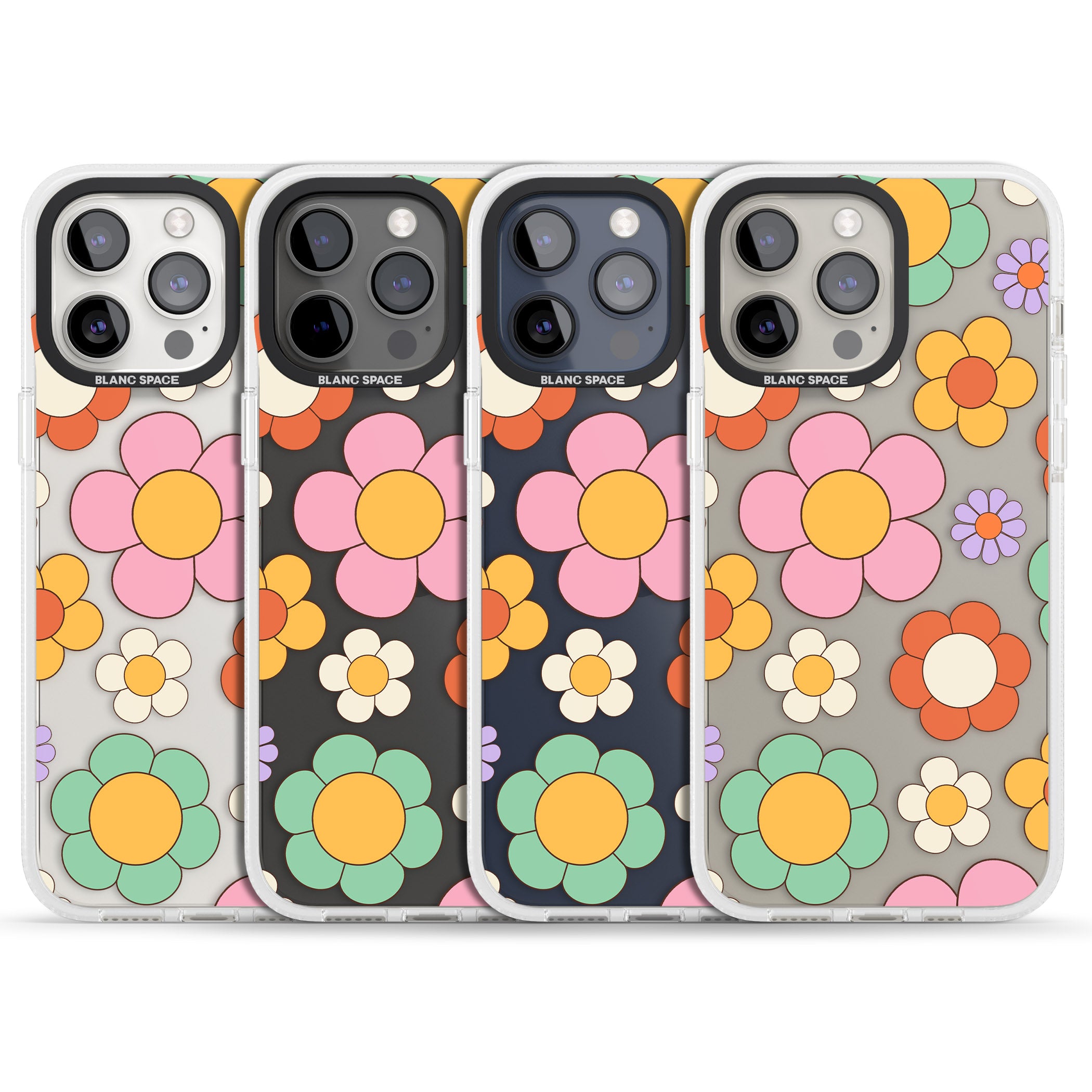 Groovy Blossoms iPhone 15 Pro Max / 15 Pro / 14 Pro Max / 14 Pro / 13 Pro Clear Case Impact Air - Blanc Space