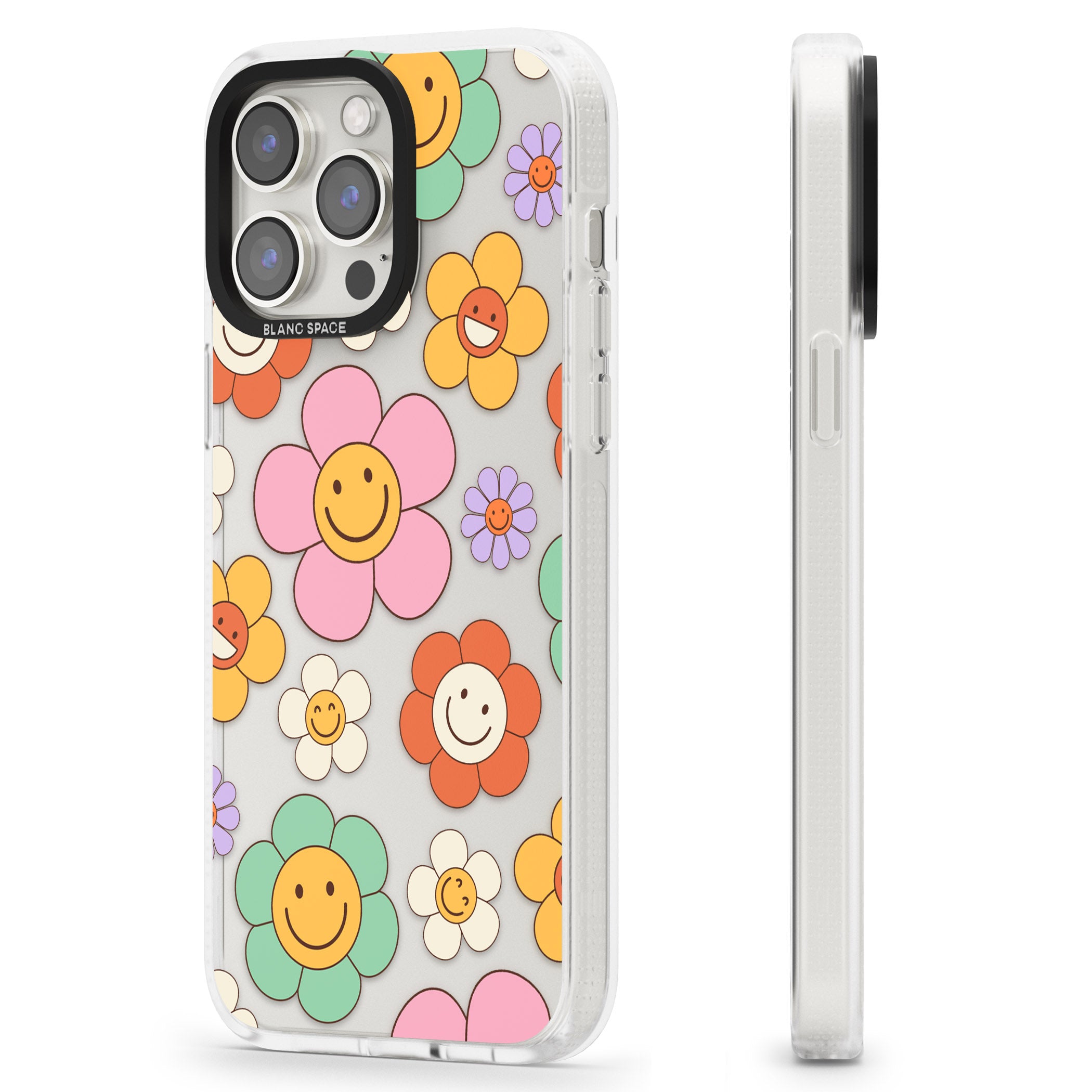Happy Blossoms iPhone 15 Pro Max / 15 Pro / 14 Pro Max / 14 Pro / 13 Pro Clear Case Impact Air - Blanc Space