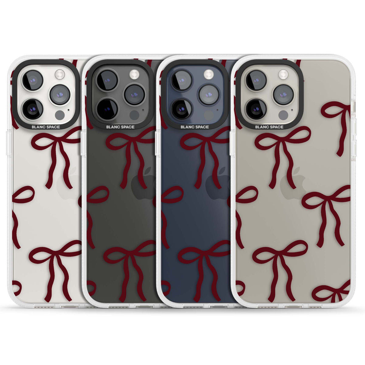 Burgundy Bows coquette iPhone case featuring hand-drawn burgundy red bows on a clear background | Clear Case Impact Air case for iPhone 15 Pro, iPhone 15 Pro Max