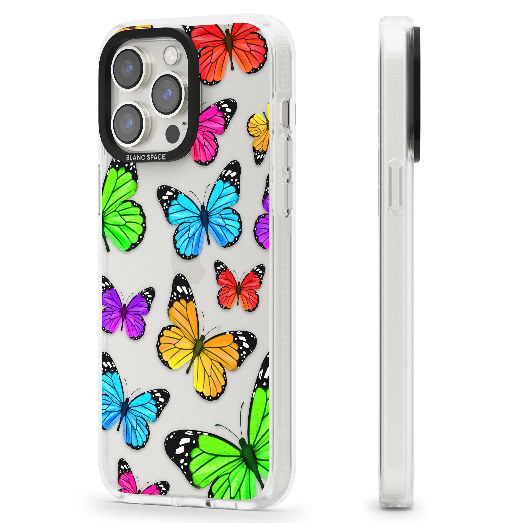 Vibrant Butterflies iPhone 15 Pro Max / 15 Pro / 14 Pro Max / 14 Pro / 13 Pro Clear Case Impact Air - Blanc Space