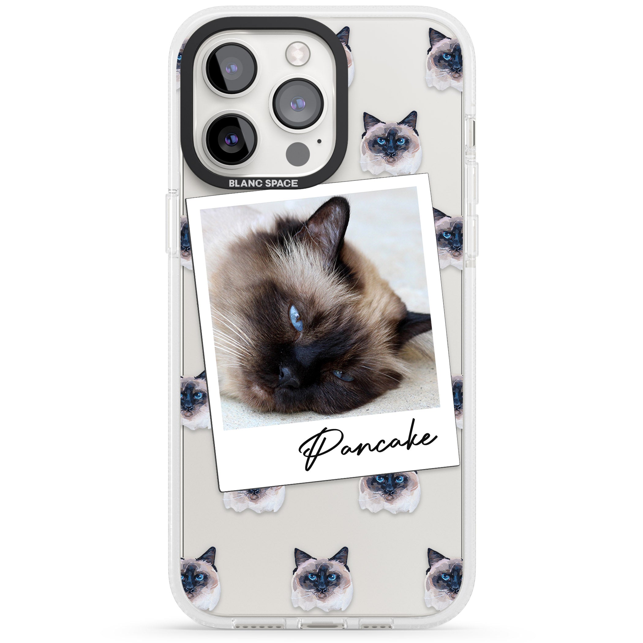 Personalised Burmese Cat Photo iPhone 15 Pro Max / 15 Pro / 14 Pro Max / 14 Pro / 13 Pro Clear Case Impact Air - Blanc Space