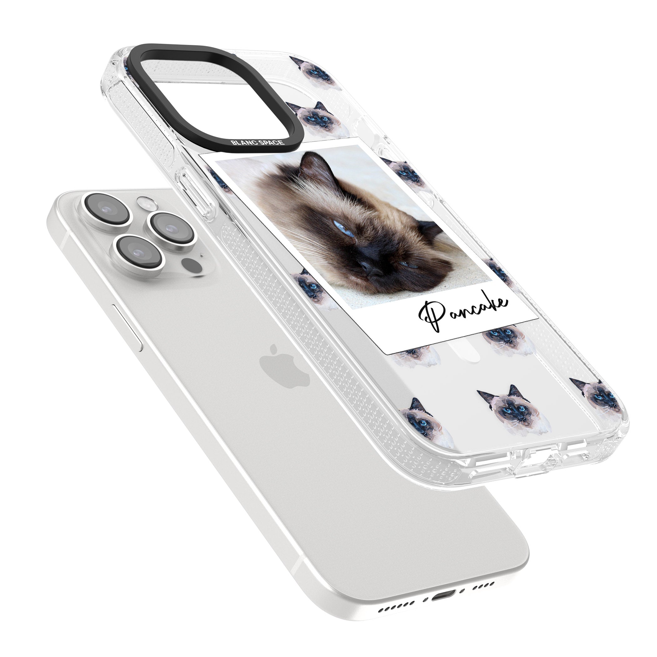 Personalised Burmese Cat Photo iPhone 15 Pro Max / 15 Pro / 14 Pro Max / 14 Pro / 13 Pro Clear Case Impact Air - Blanc Space