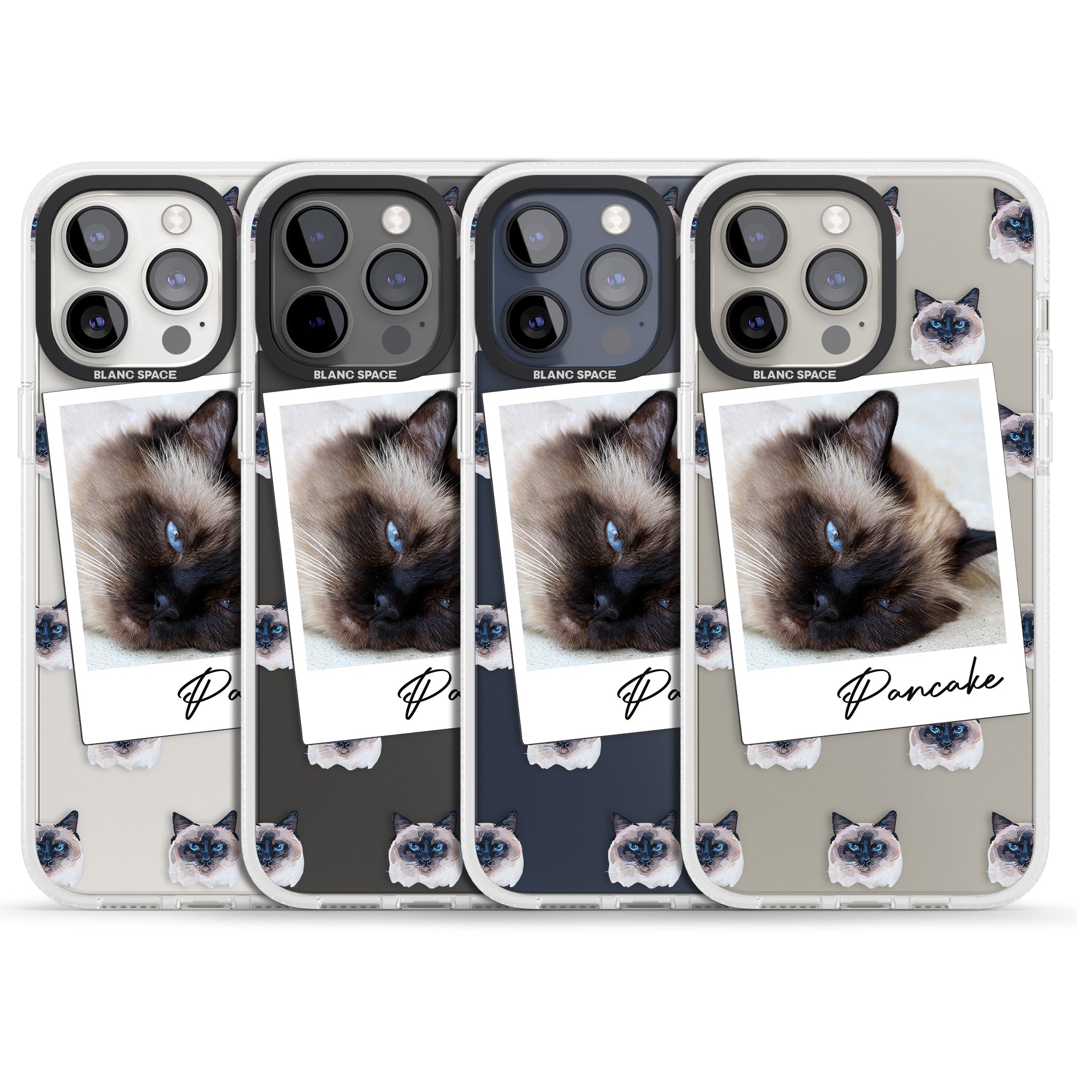 Personalised Burmese Cat Photo iPhone 15 Pro Max / 15 Pro / 14 Pro Max / 14 Pro / 13 Pro Clear Case Impact Air - Blanc Space