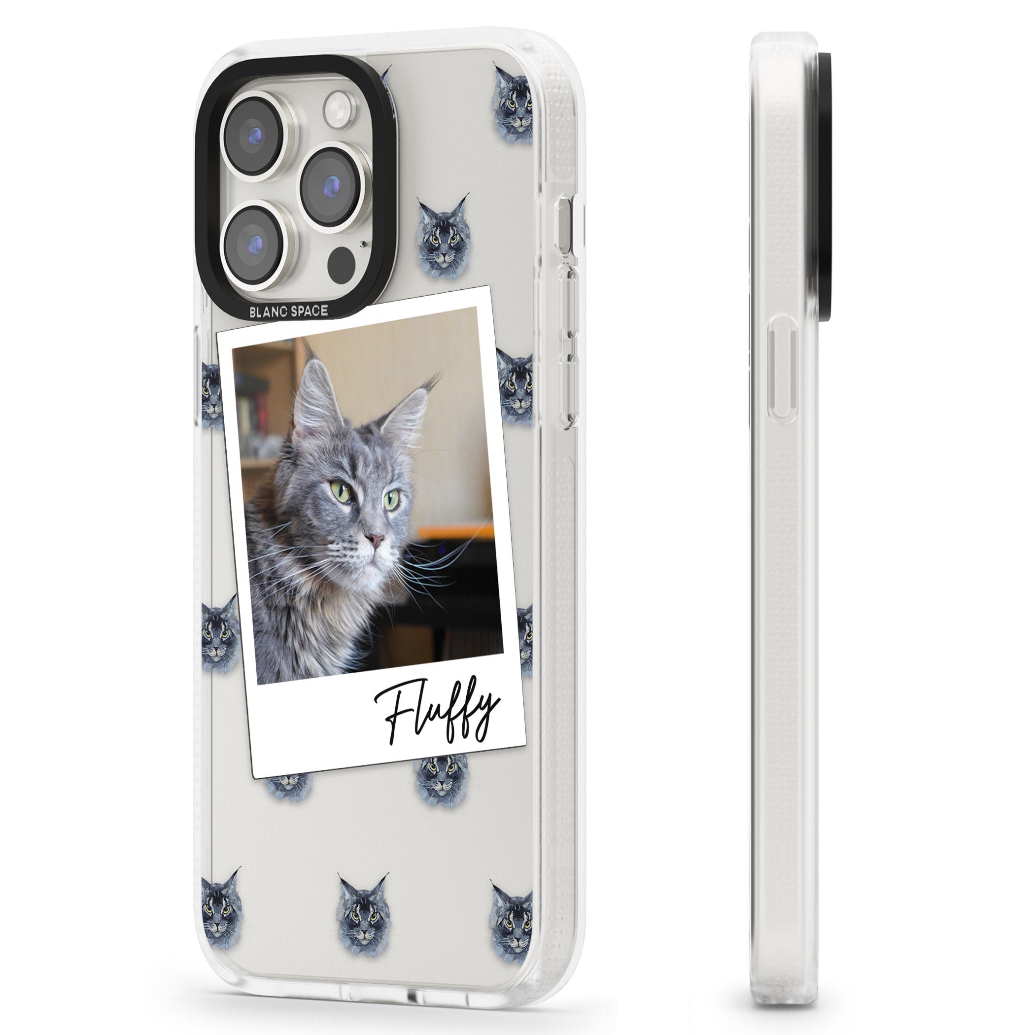 Personalised Maine Coon Photo iPhone 15 Pro Max / 15 Pro / 14 Pro Max / 14 Pro / 13 Pro Clear Case Impact Air - Blanc Space