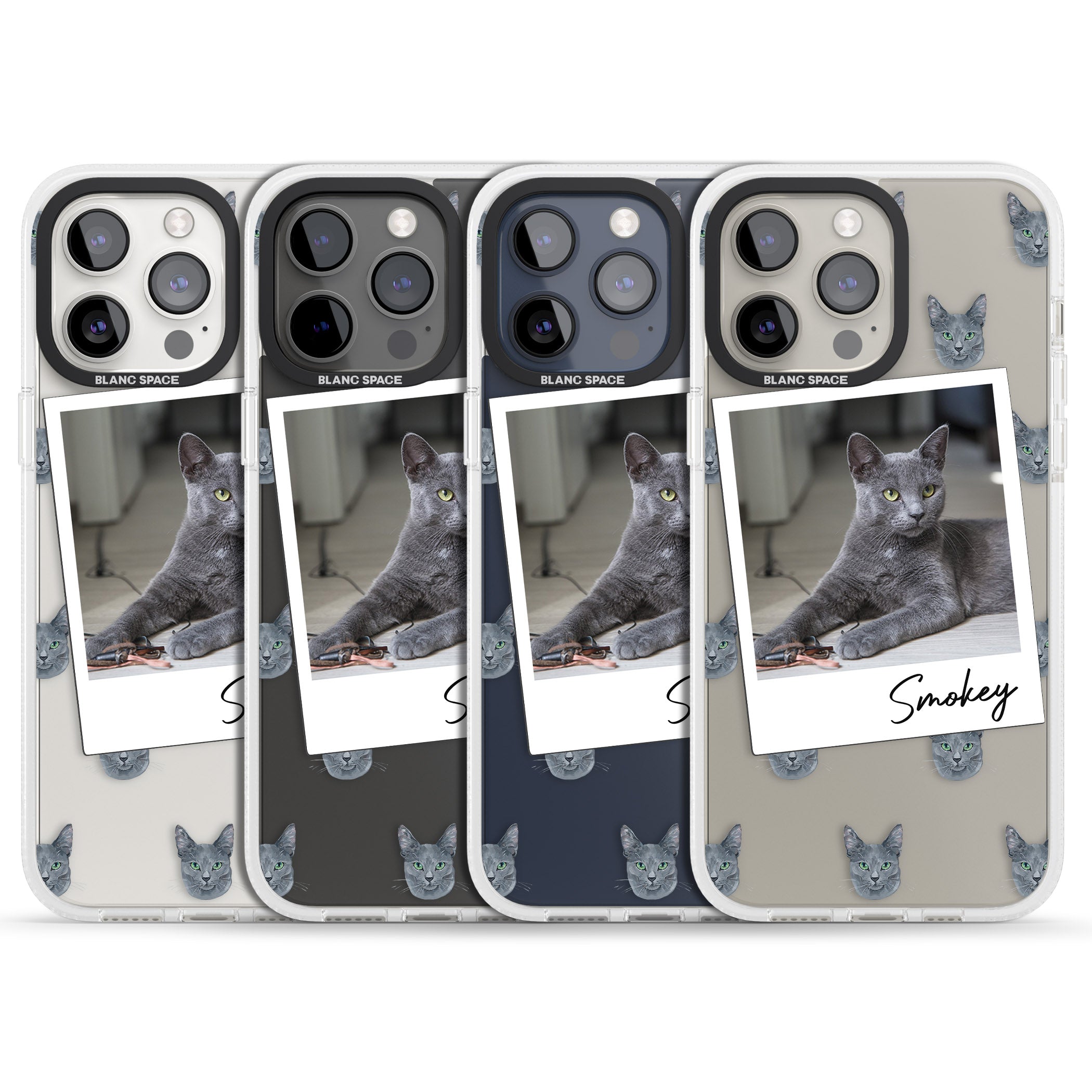 Personalised Korat Cat Photo iPhone 15 Pro Max / 15 Pro / 14 Pro Max / 14 Pro / 13 Pro Clear Case Impact Air - Blanc Space