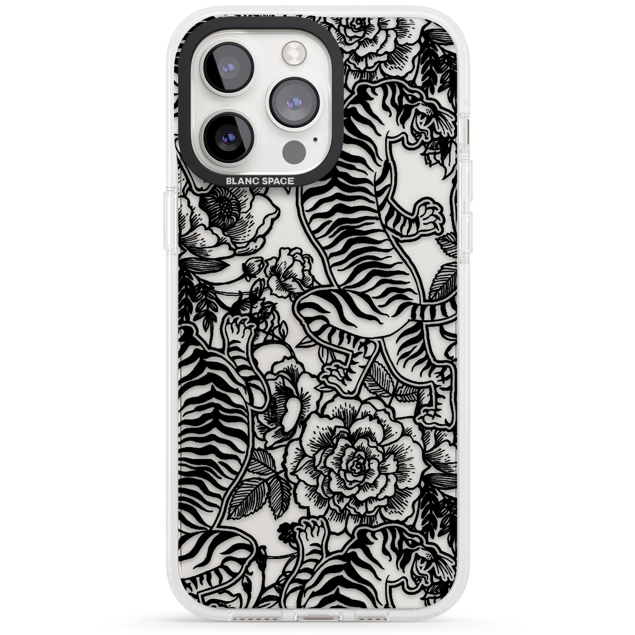 Personalised Chinese Tiger Pattern iPhone 15 Pro Max / 15 Pro / 14 Pro Max / 14 Pro / 13 Pro Clear Case Impact Air - Blanc Space