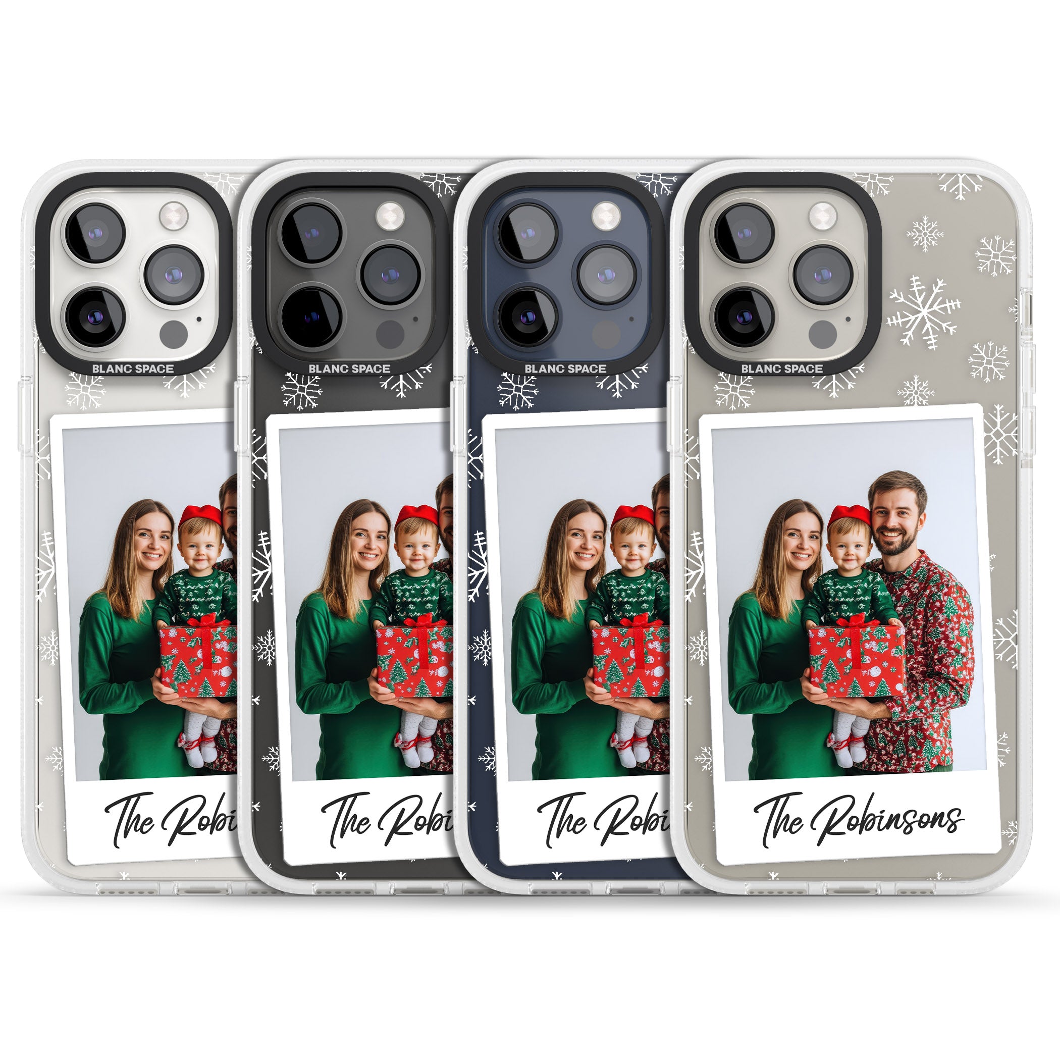 Personalised Snowflake Photo iPhone 15 Pro Max / 15 Pro / 14 Pro Max / 14 Pro / 13 Pro Clear Case Impact Air - Blanc Space