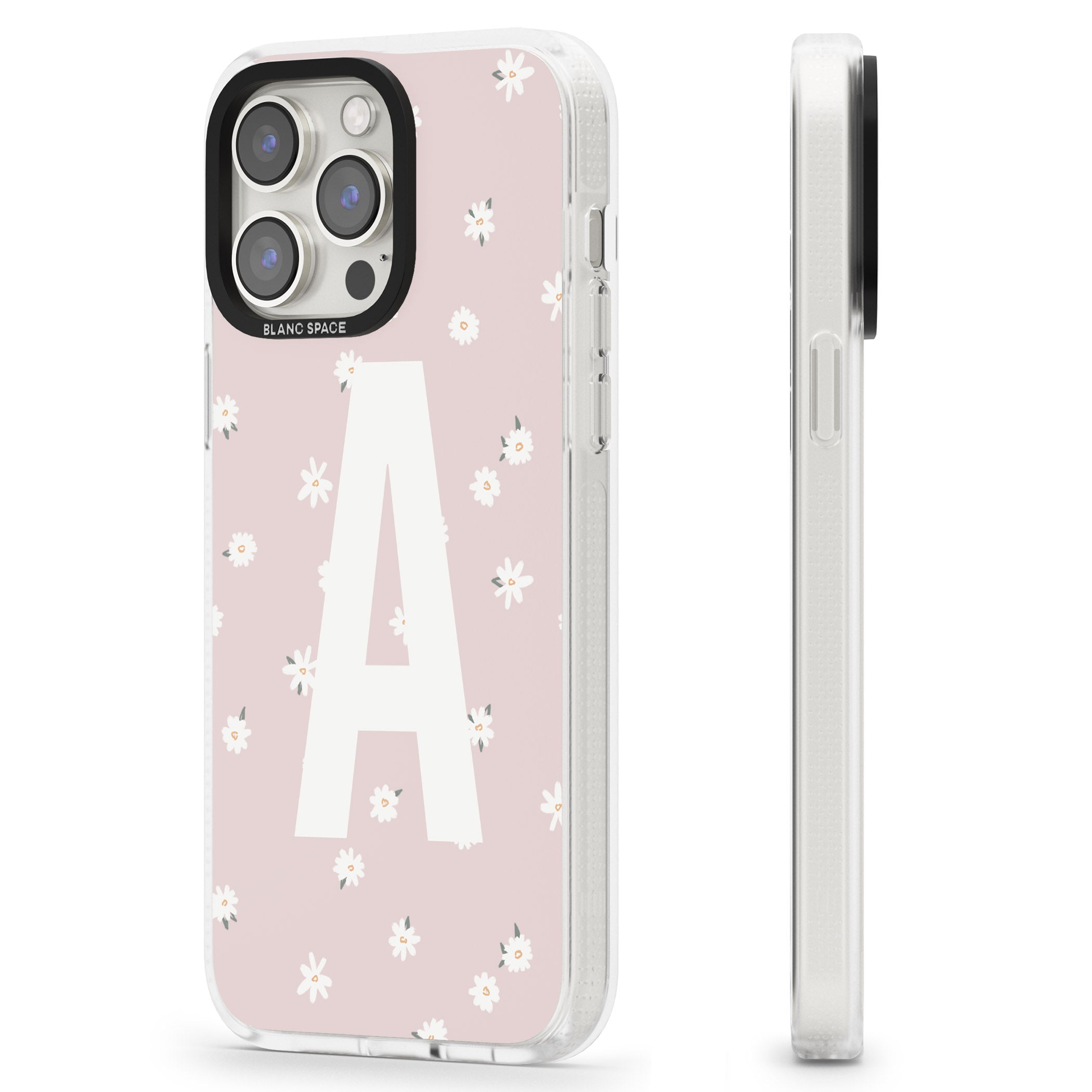 Personalised Pink Daisy Personalised iPhone 15 Pro Max / 15 Pro / 14 Pro Max / 14 Pro / 13 Pro Clear Case Impact Air - Blanc Space