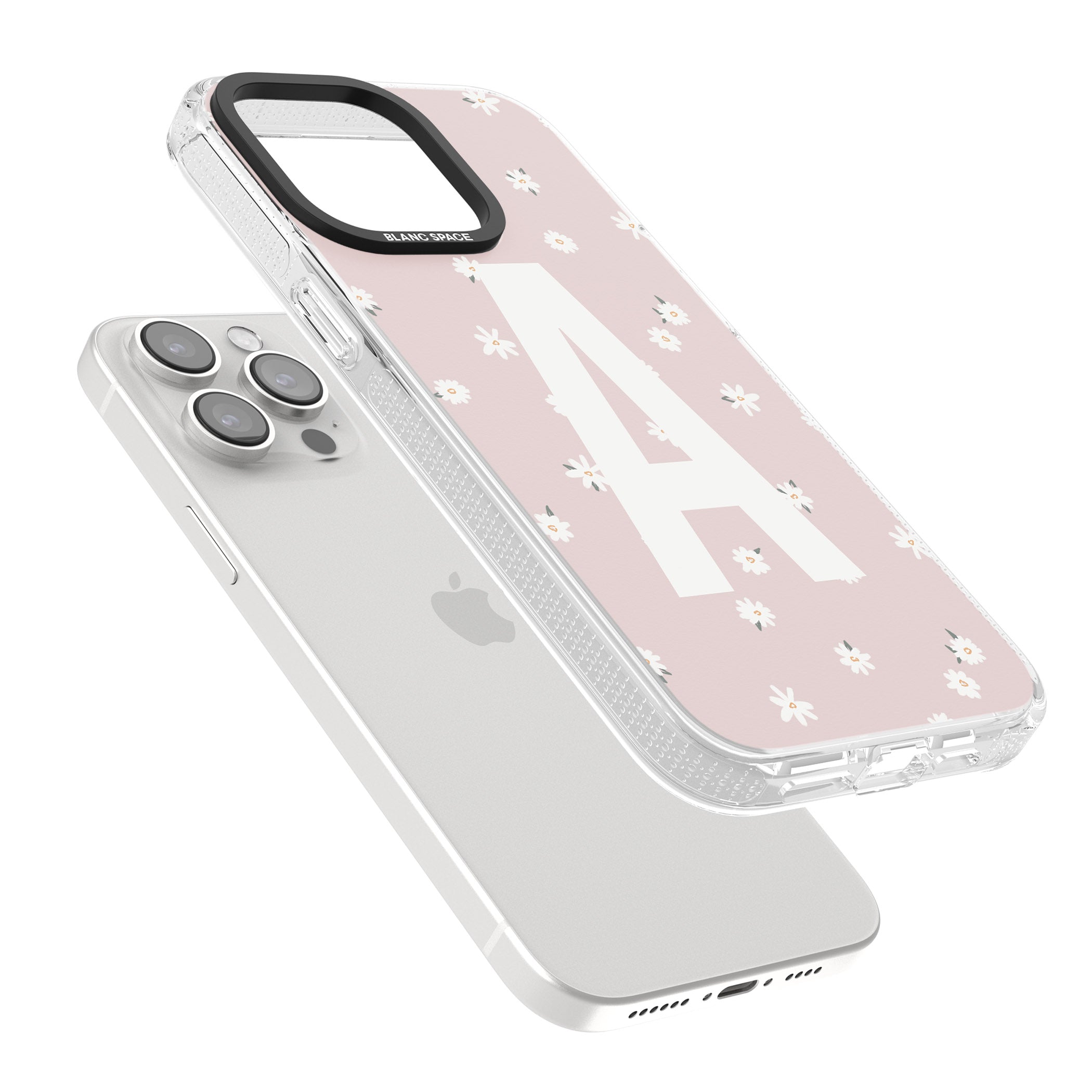 Personalised Pink Daisy Personalised iPhone 15 Pro Max / 15 Pro / 14 Pro Max / 14 Pro / 13 Pro Clear Case Impact Air - Blanc Space