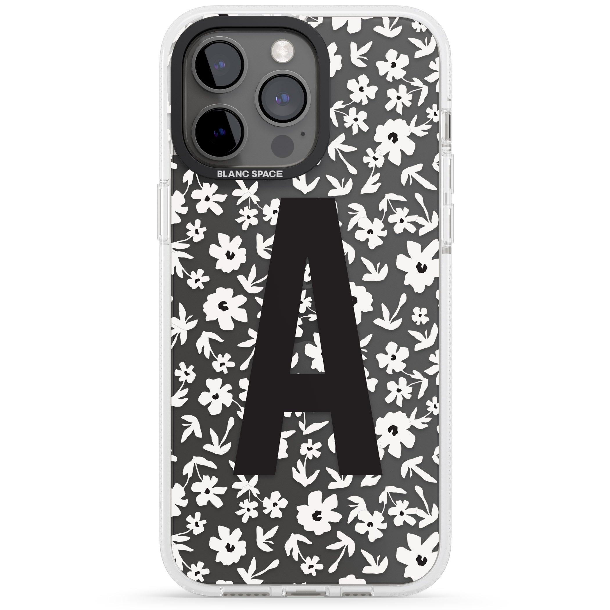 Personalised Floral Pattern Personalised iPhone 15 Pro Max / 15 Pro / 14 Pro Max / 14 Pro / 13 Pro Clear Case Impact Air - Blanc Space