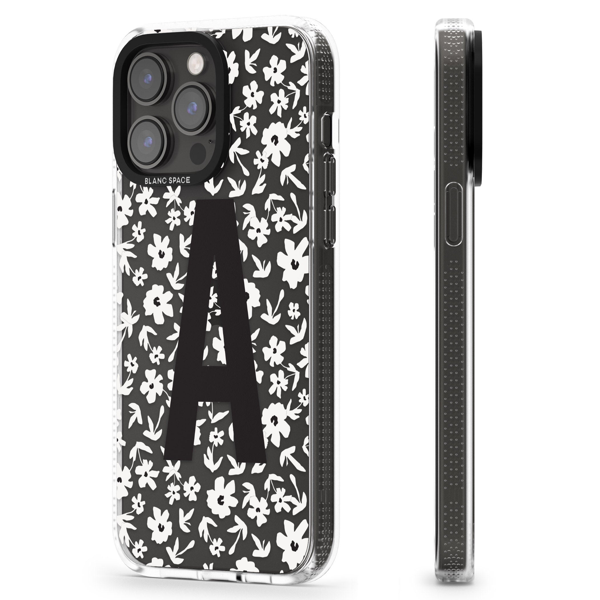 Personalised Floral Pattern Personalised iPhone 15 Pro Max / 15 Pro / 14 Pro Max / 14 Pro / 13 Pro Clear Case Impact Air - Blanc Space
