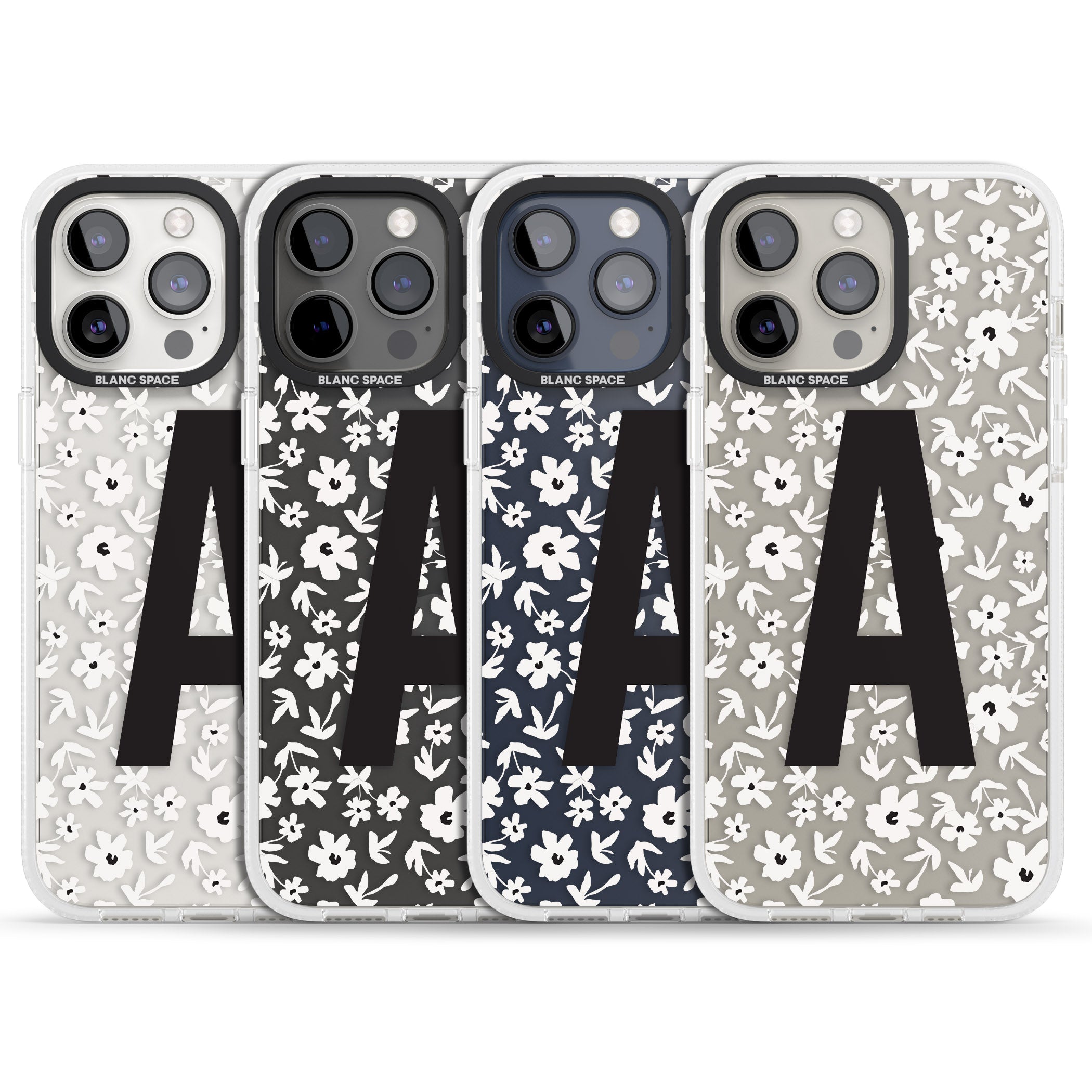 Personalised Floral Pattern Personalised iPhone 15 Pro Max / 15 Pro / 14 Pro Max / 14 Pro / 13 Pro Clear Case Impact Air - Blanc Space