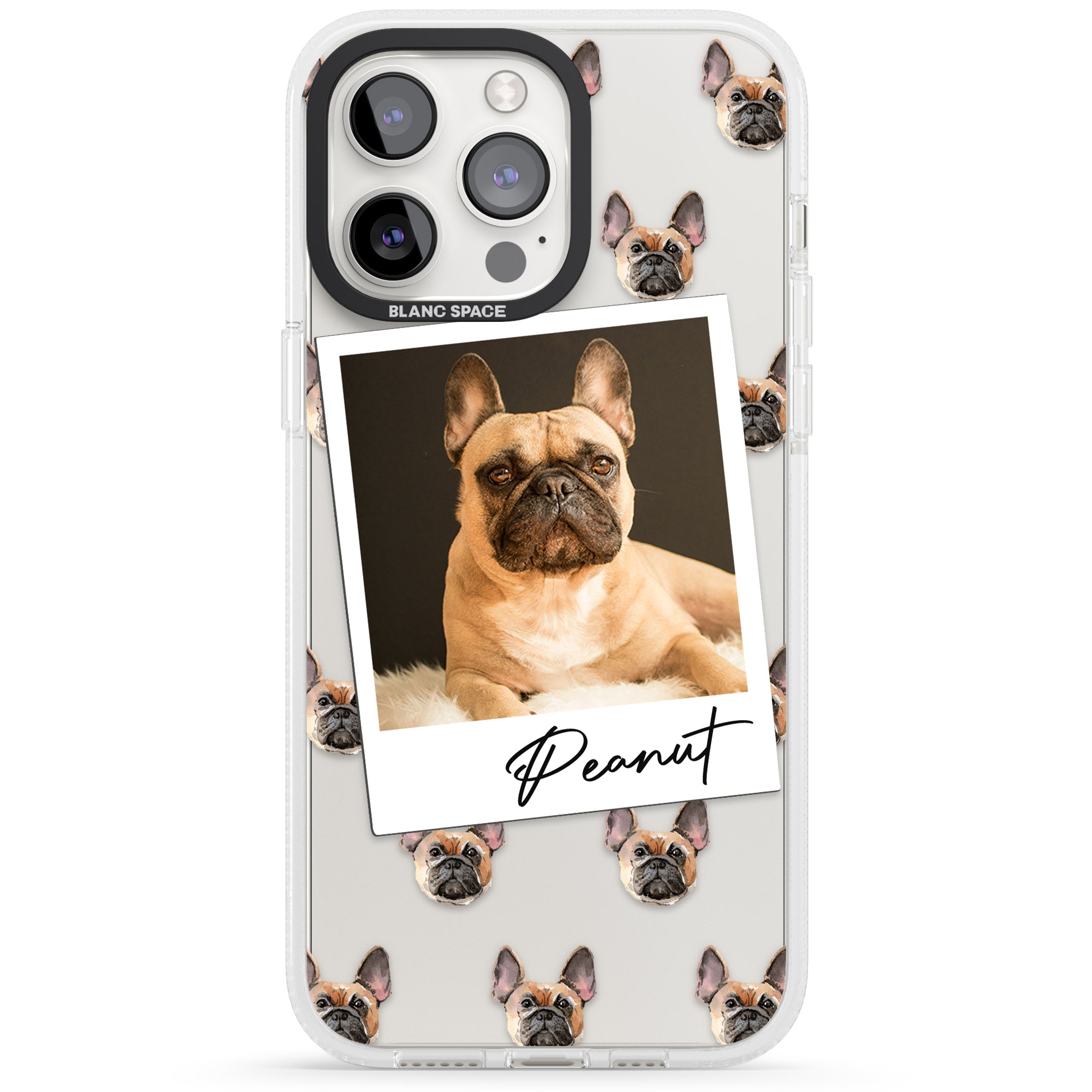 Personalised French Bulldog, Tan - Dog Photo iPhone 15 Pro Max / 15 Pro / 14 Pro Max / 14 Pro / 13 Pro Clear Case Impact Air - Blanc Space