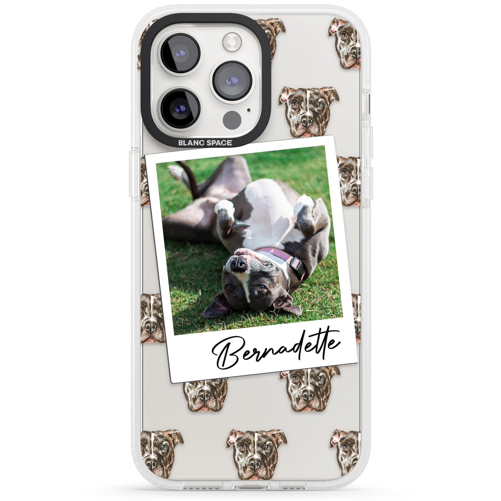 Personalised Staffordshire Bull Terrier - Dog Photo iPhone 15 Pro Max / 15 Pro / 14 Pro Max / 14 Pro / 13 Pro Clear Case Impact Air - Blanc Space