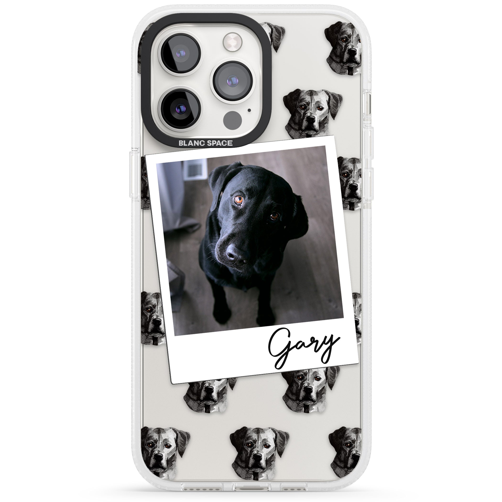 Personalised Labrador, Black - Dog Photo iPhone 15 Pro Max / 15 Pro / 14 Pro Max / 14 Pro / 13 Pro Clear Case Impact Air - Blanc Space