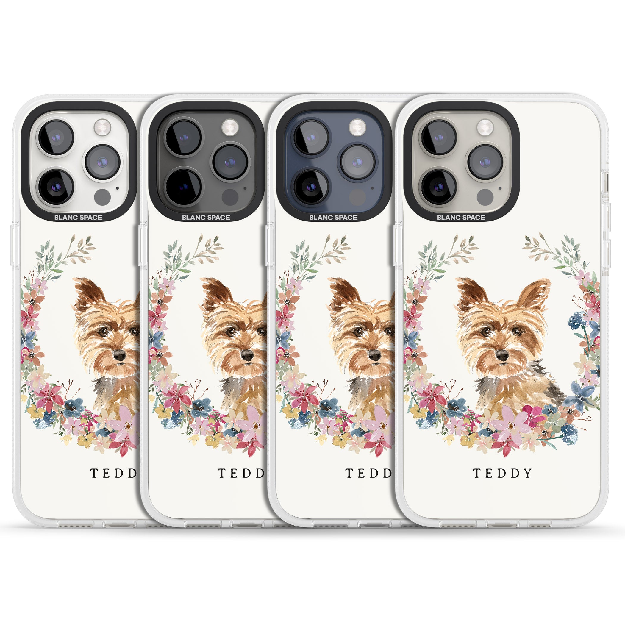 Personalised Yorkshire Terrier - Watercolour Dog Portrait iPhone 15 Pro Max / 15 Pro / 14 Pro Max / 14 Pro / 13 Pro Clear Case Impact Air - Blanc Space