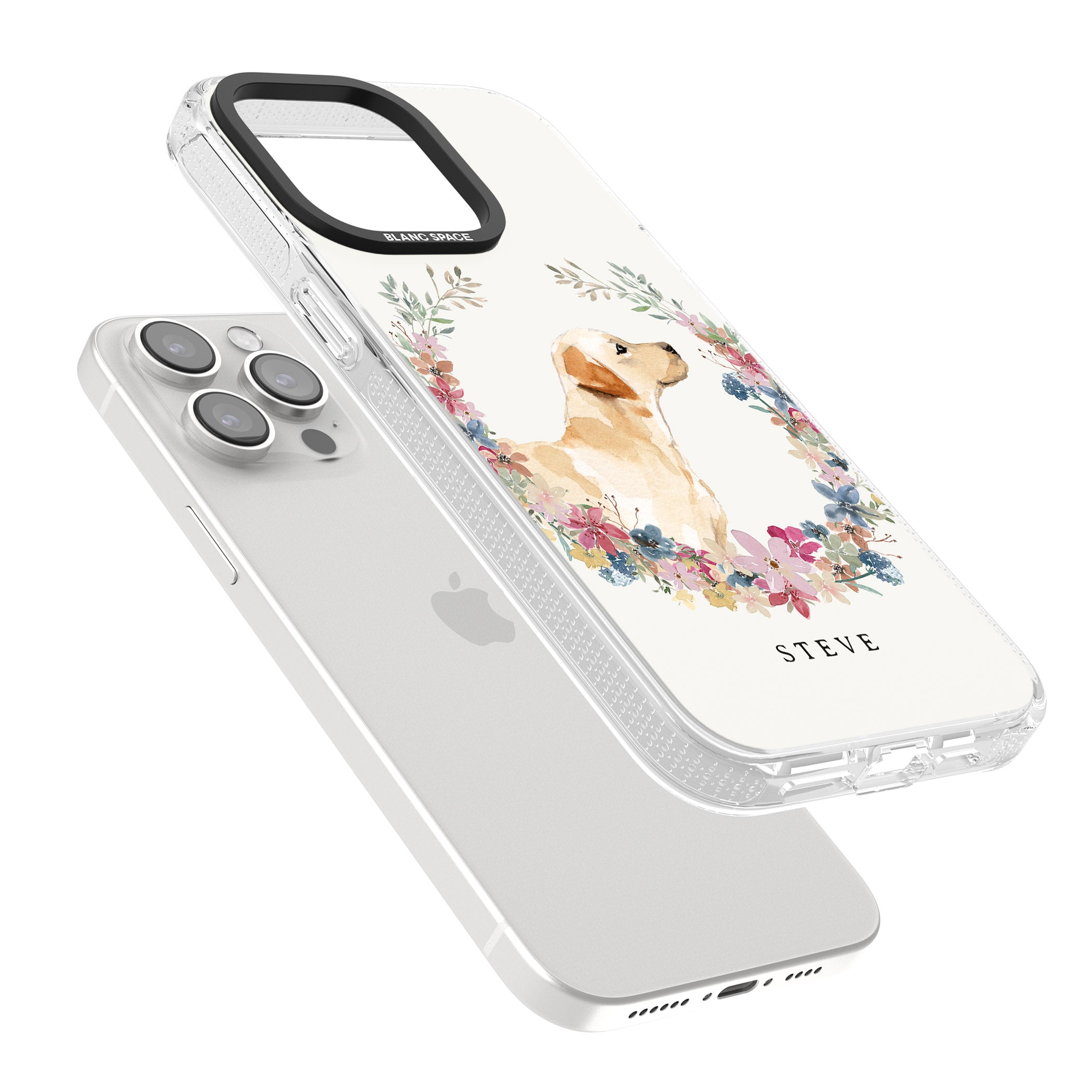 Personalised Yellow Labrador - Watercolour Dog Portrait iPhone 15 Pro Max / 15 Pro / 14 Pro Max / 14 Pro / 13 Pro Clear Case Impact Air - Blanc Space