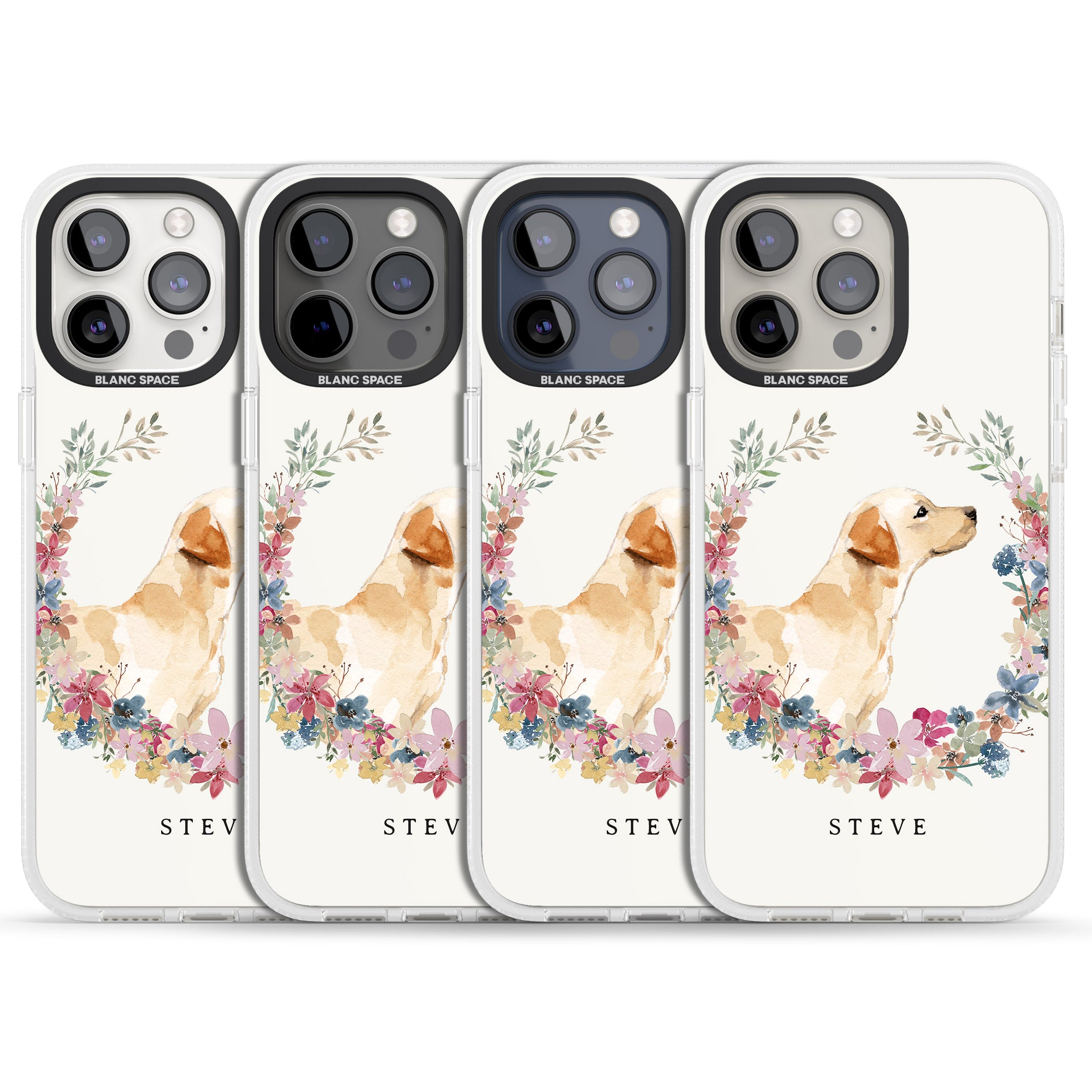 Personalised Yellow Labrador - Watercolour Dog Portrait iPhone 15 Pro Max / 15 Pro / 14 Pro Max / 14 Pro / 13 Pro Clear Case Impact Air - Blanc Space