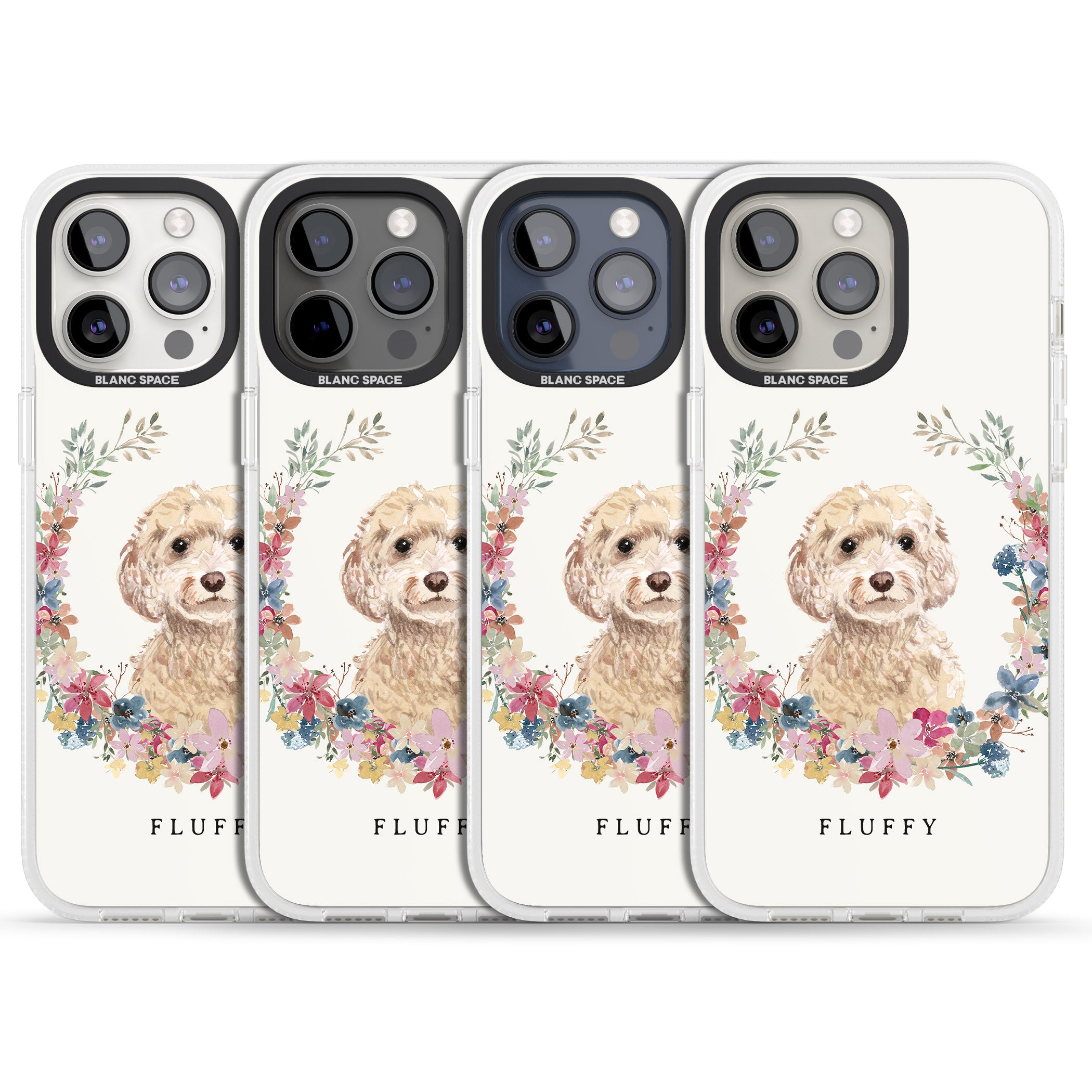 Personalised Champagne Cockapoo - Watercolour Dog Portrait iPhone 15 Pro Max / 15 Pro / 14 Pro Max / 14 Pro / 13 Pro Clear Case Impact Air - Blanc Space