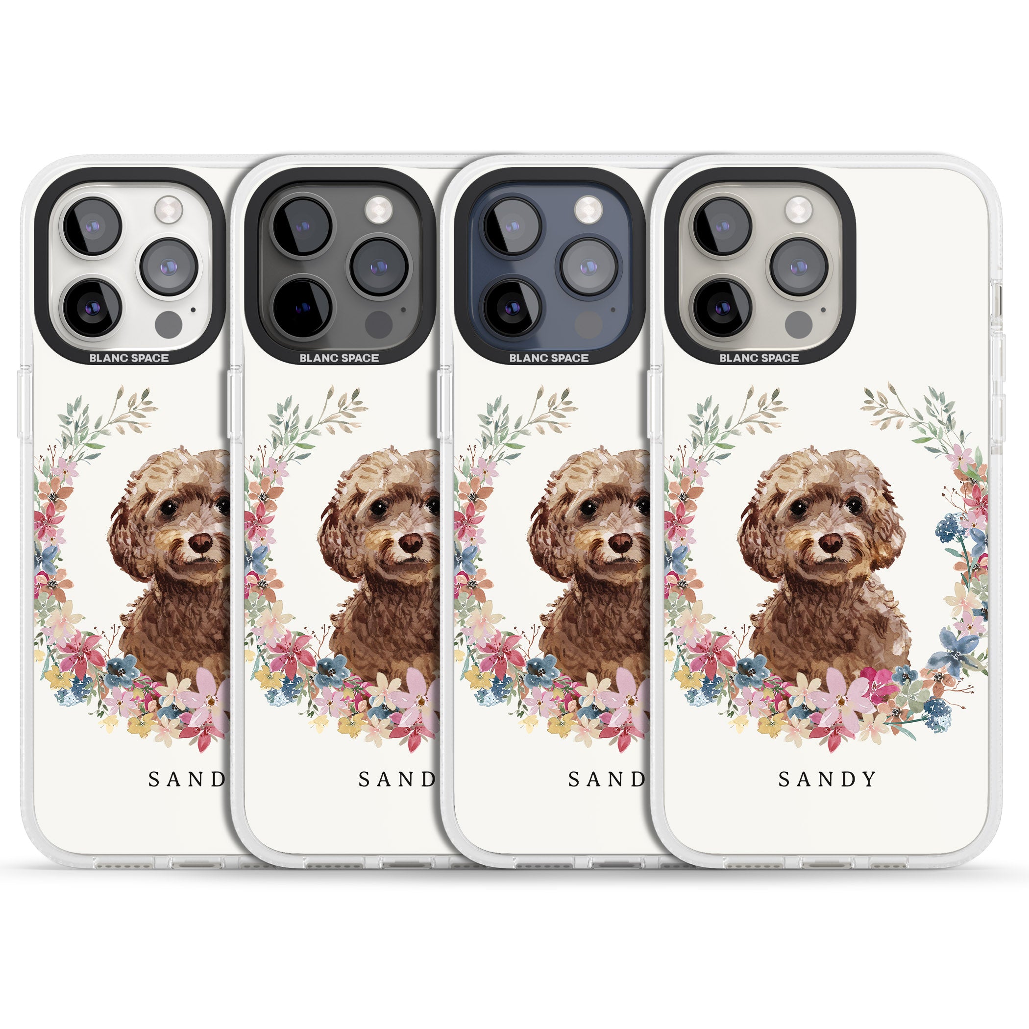 Personalised Brown Cockapoo - Watercolour Dog Portrait iPhone 15 Pro Max / 15 Pro / 14 Pro Max / 14 Pro / 13 Pro Clear Case Impact Air - Blanc Space