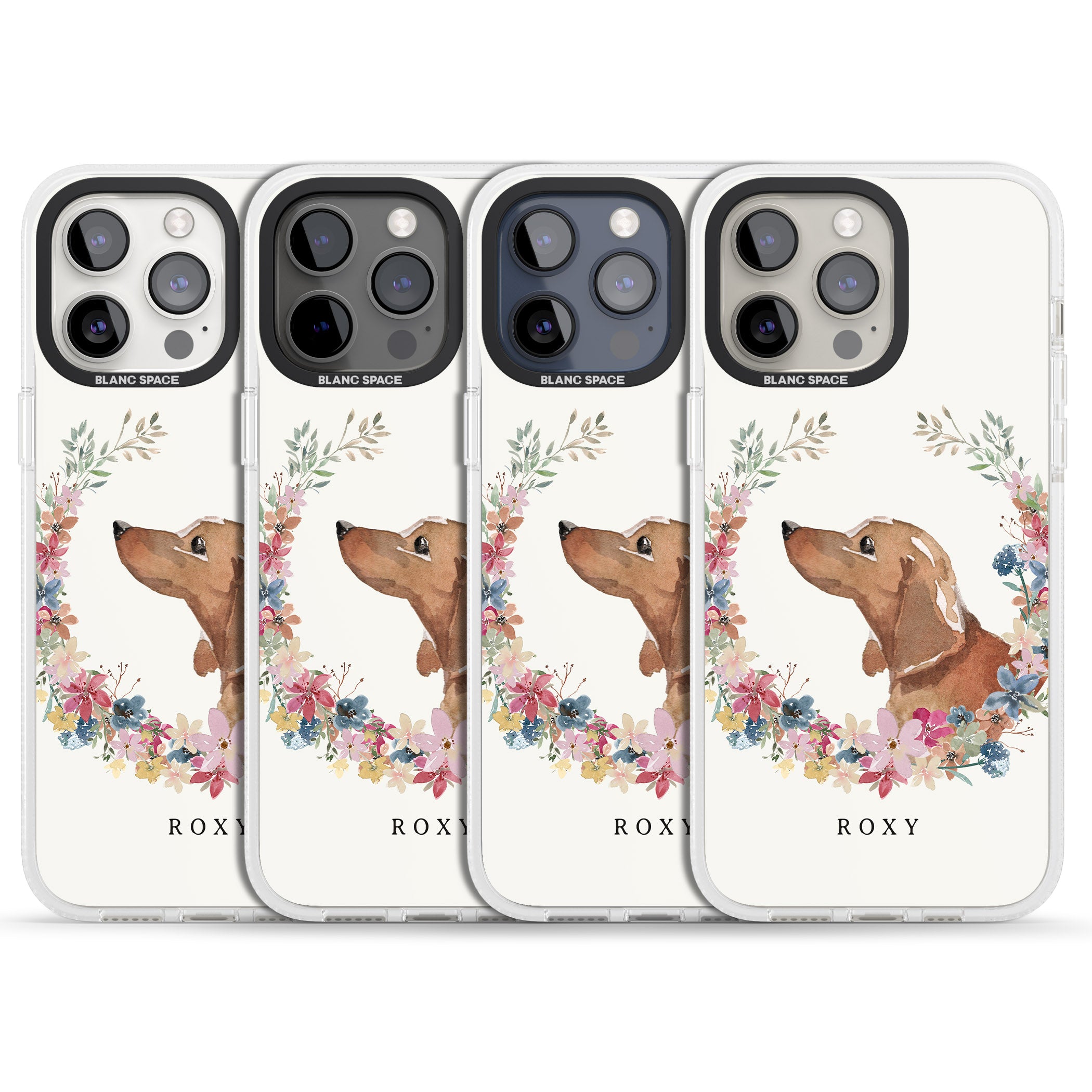 Personalised Tan Dachshund - Watercolour Dog Portrait iPhone 15 Pro Max / 15 Pro / 14 Pro Max / 14 Pro / 13 Pro Clear Case Impact Air - Blanc Space