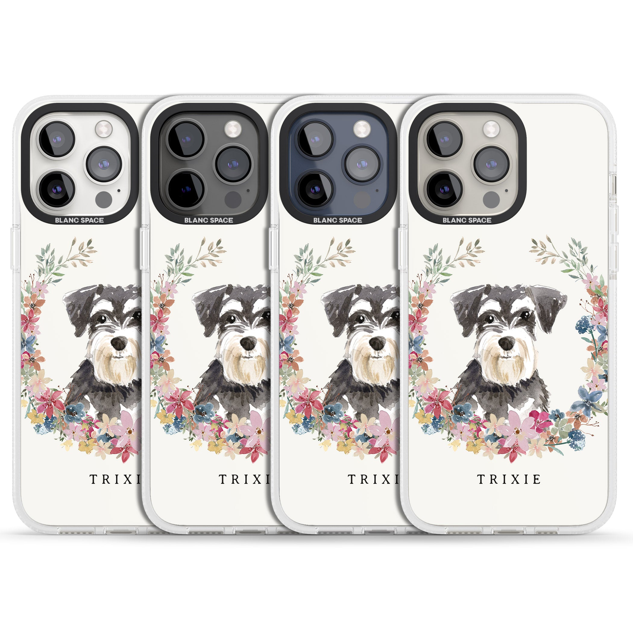 Personalised Miniature Schnauzer - Watercolour Dog Portrait iPhone 15 Pro Max / 15 Pro / 14 Pro Max / 14 Pro / 13 Pro Clear Case Impact Air - Blanc Space