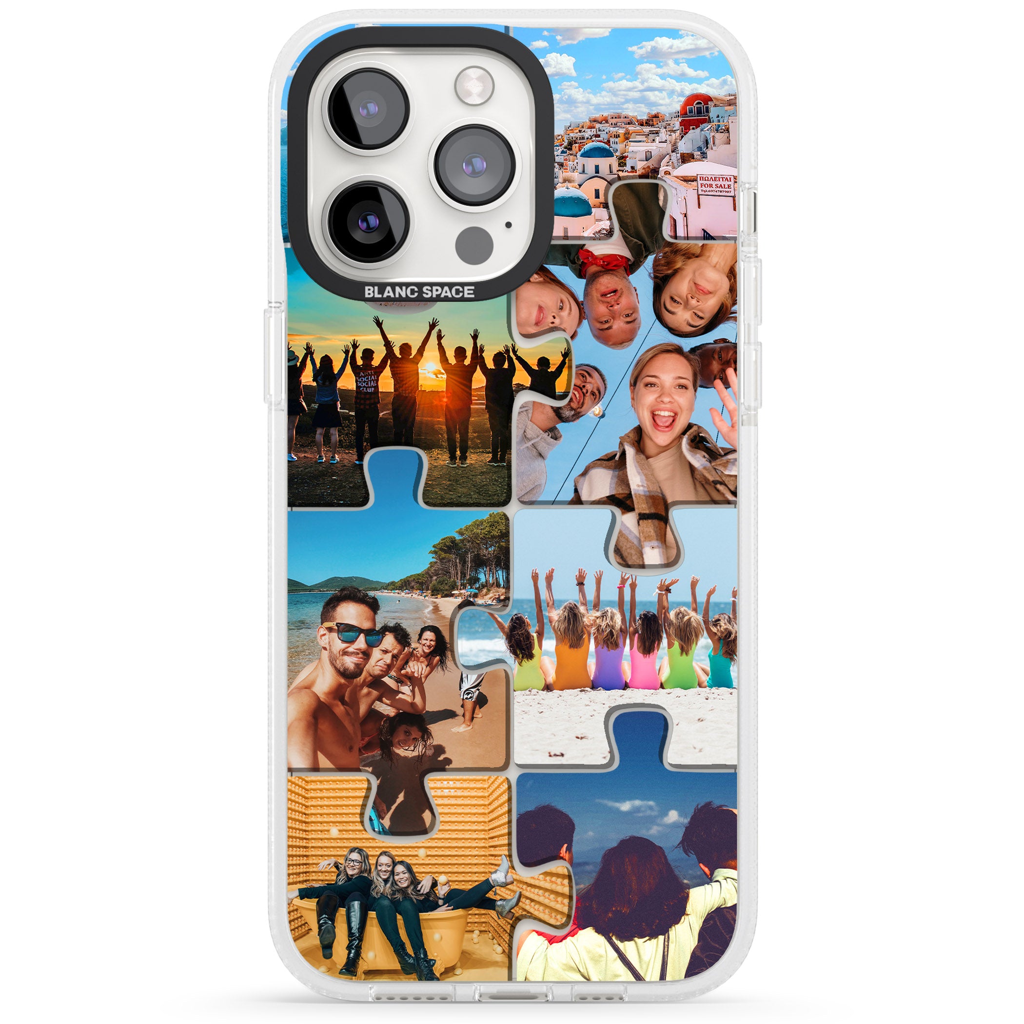 Personalised Jigsaw Photo Grid iPhone 15 Pro Max / 15 Pro / 14 Pro Max / 14 Pro / 13 Pro Clear Case Impact Air - Blanc Space