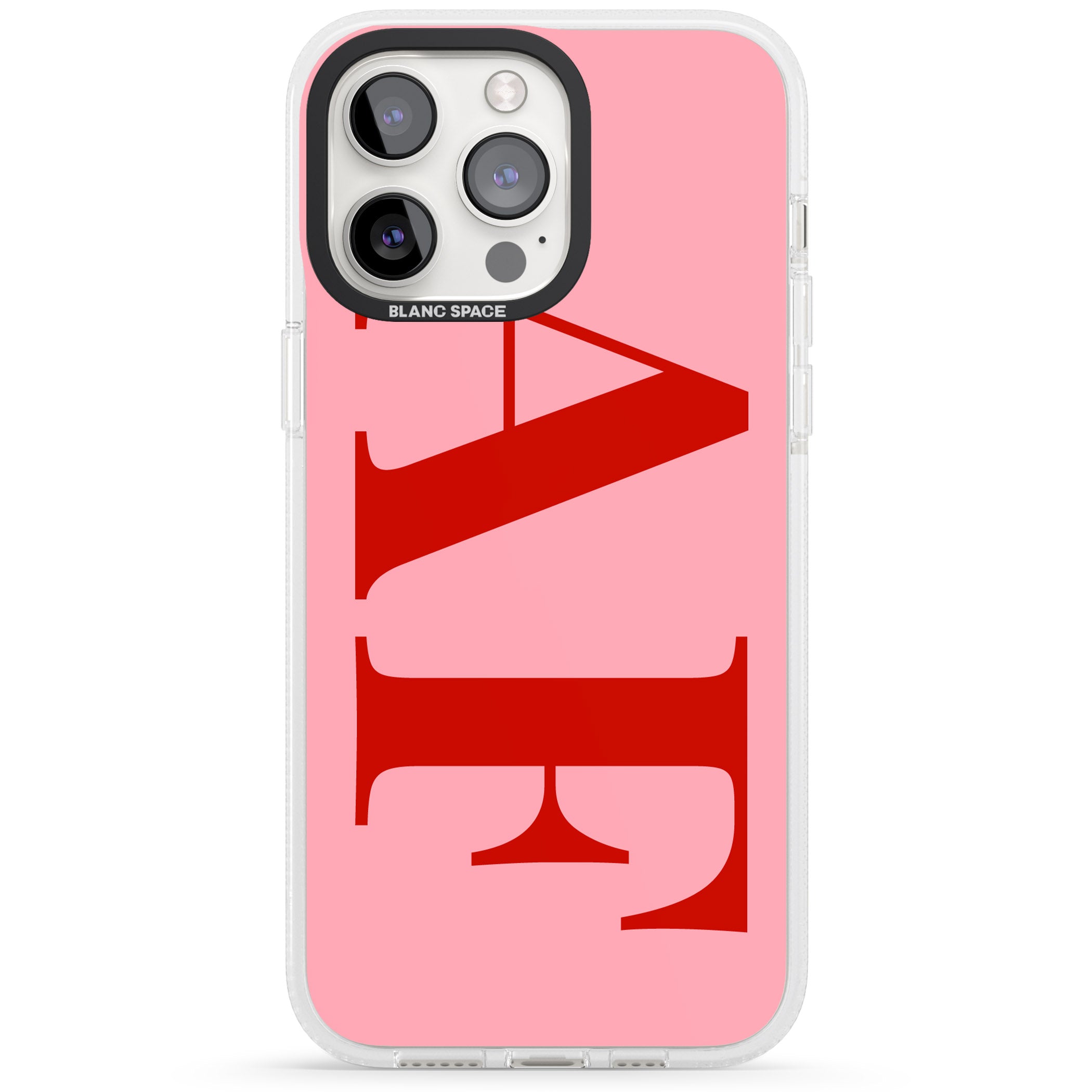 Personalised Red & Pink Letters iPhone 15 Pro Max / 15 Pro / 14 Pro Max / 14 Pro / 13 Pro Clear Case Impact Air - Blanc Space