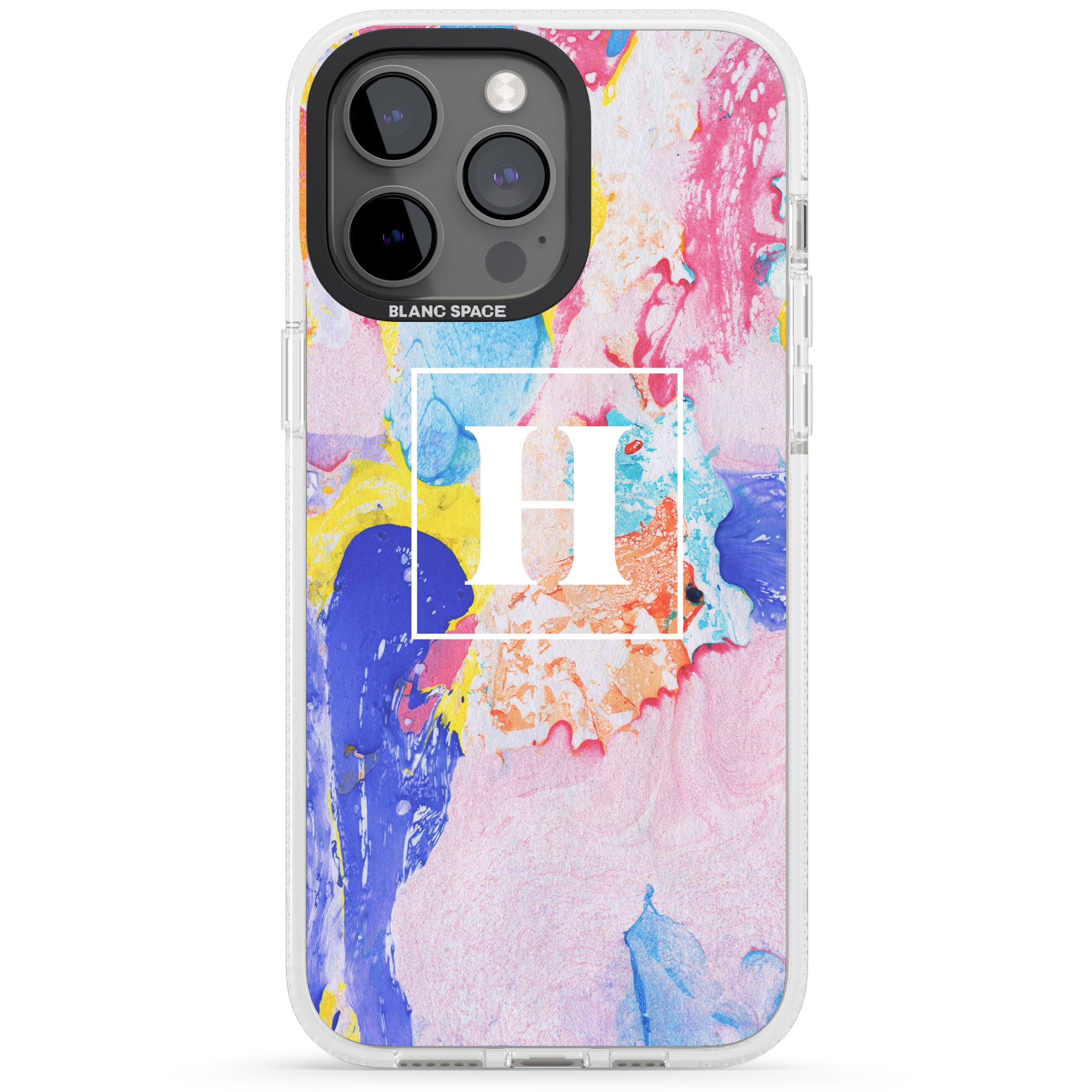 Personalised Mixed Pastels Marbled Paper iPhone 15 Pro Max / 15 Pro / 14 Pro Max / 14 Pro / 13 Pro Clear Case Impact Air - Blanc Space