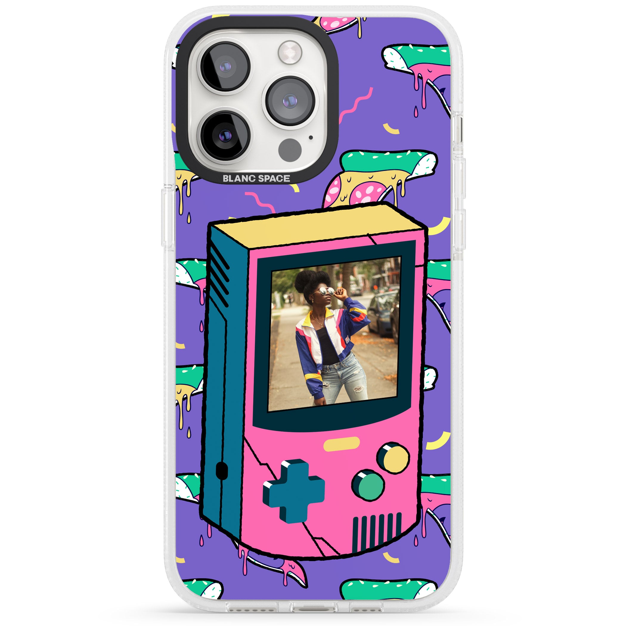 Personalised Retro Game Photo Case iPhone 15 Pro Max / 15 Pro / 14 Pro Max / 14 Pro / 13 Pro Clear Case Impact Air - Blanc Space