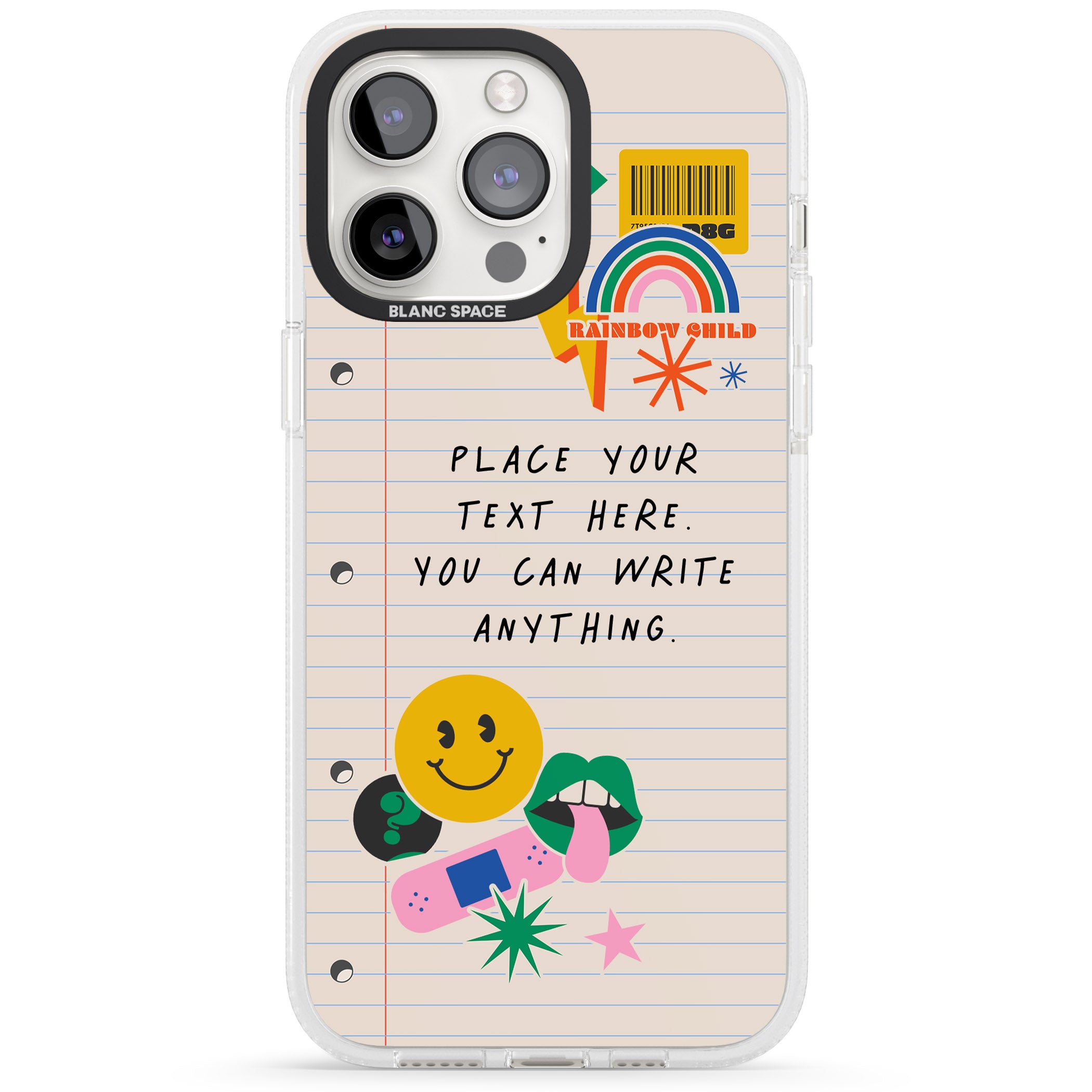 Personalised Nostalgia Sticker Mix #1 iPhone 15 Pro Max / 15 Pro / 14 Pro Max / 14 Pro / 13 Pro Clear Case Impact Air - Blanc Space