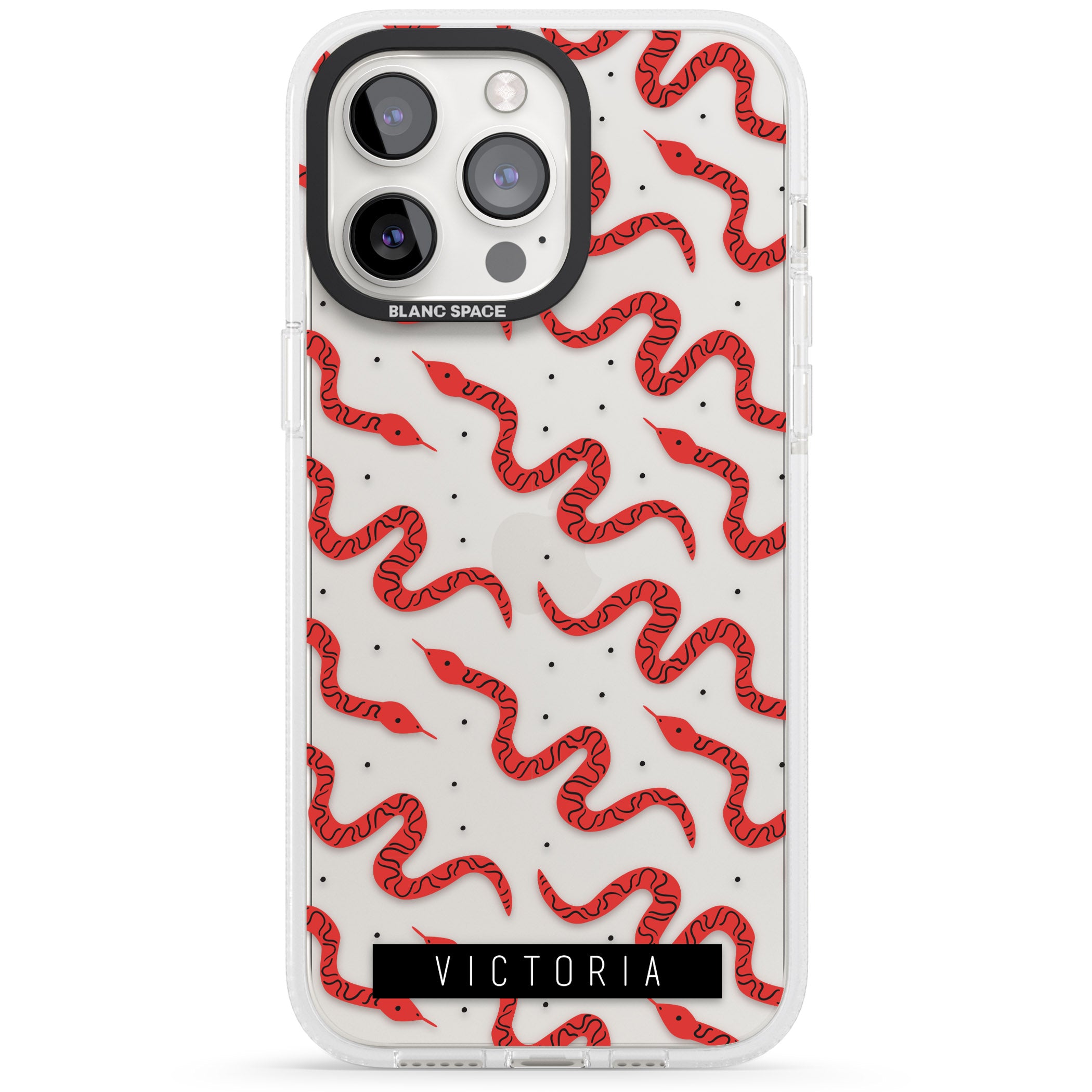 Personalised Snake Pattern iPhone 15 Pro Max / 15 Pro / 14 Pro Max / 14 Pro / 13 Pro Clear Case Impact Air - Blanc Space
