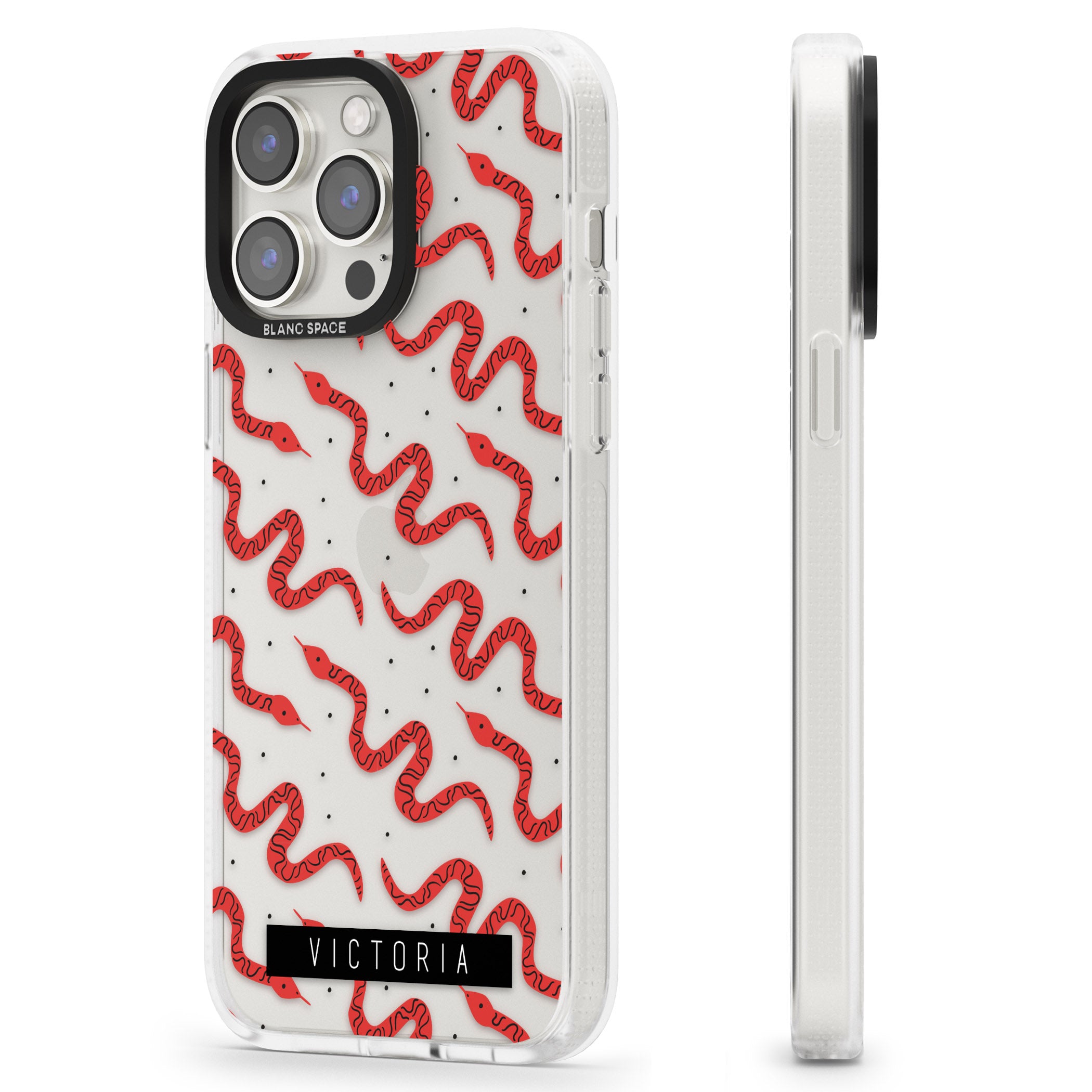 Personalised Snake Pattern iPhone 15 Pro Max / 15 Pro / 14 Pro Max / 14 Pro / 13 Pro Clear Case Impact Air - Blanc Space