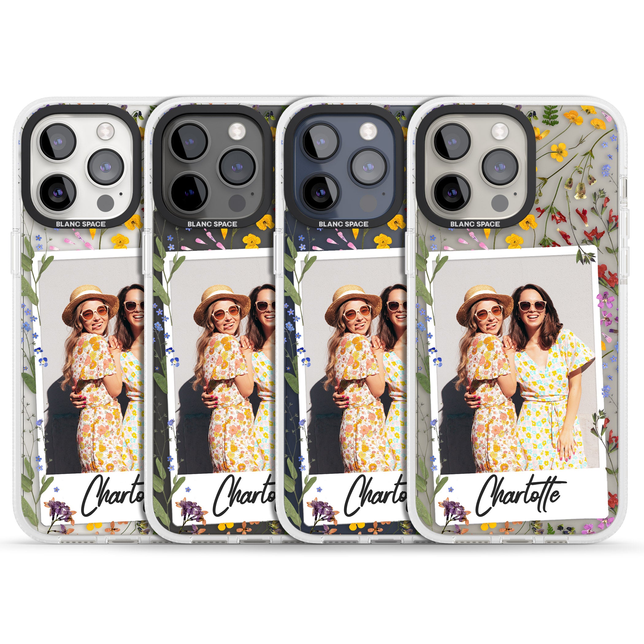 Personalised Wildflower Instant Photo iPhone 15 Pro Max / 15 Pro / 14 Pro Max / 14 Pro / 13 Pro Clear Case Impact Air - Blanc Space