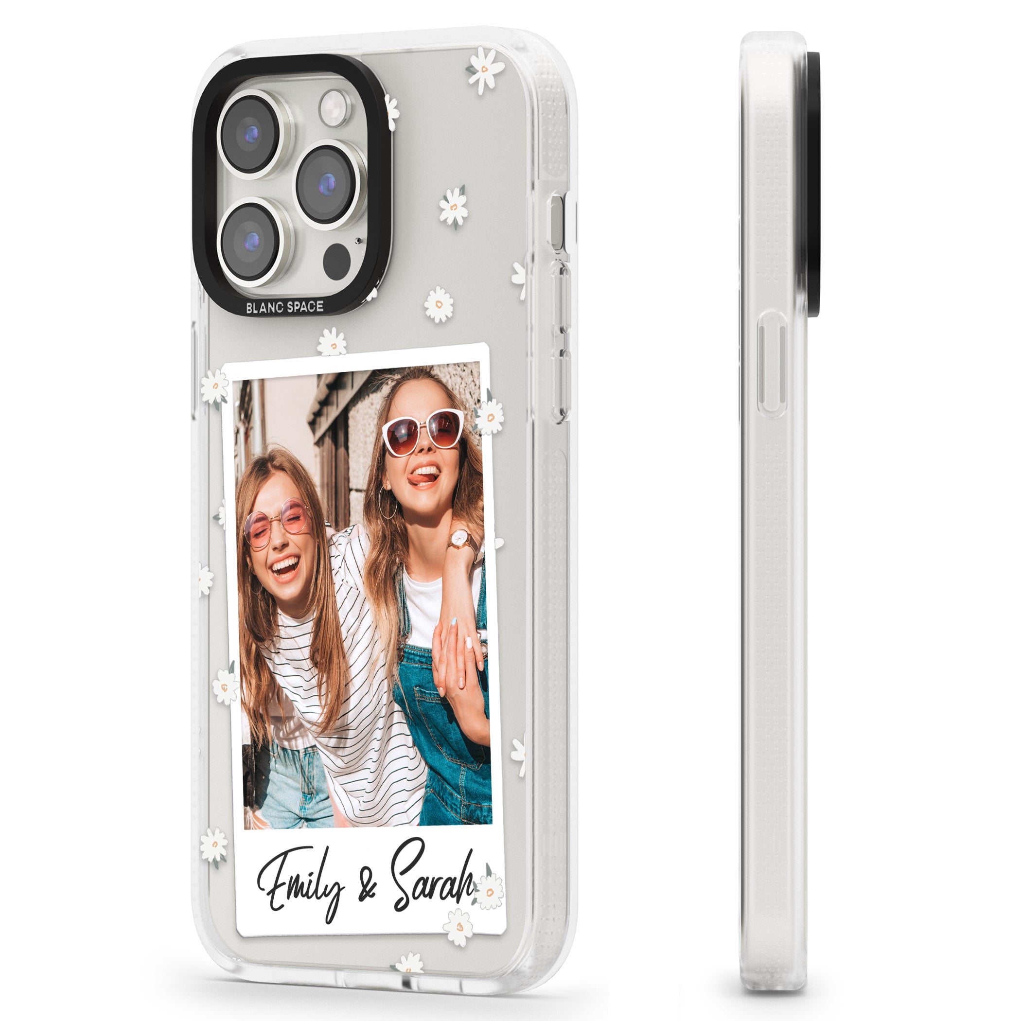 Personalised Daisy Instant Photo iPhone 15 Pro Max / 15 Pro / 14 Pro Max / 14 Pro / 13 Pro Clear Case Impact Air - Blanc Space