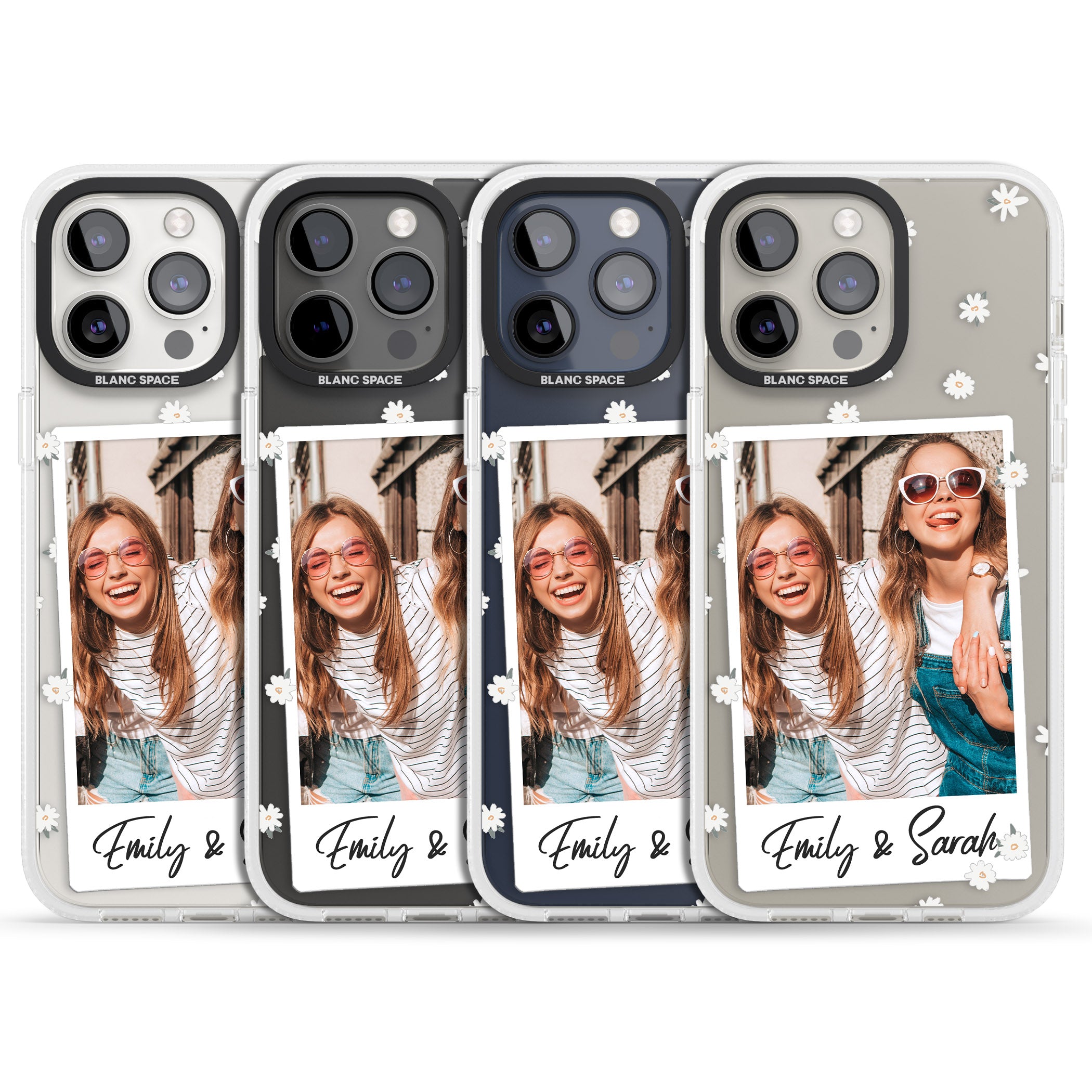Personalised Daisy Instant Photo iPhone 15 Pro Max / 15 Pro / 14 Pro Max / 14 Pro / 13 Pro Clear Case Impact Air - Blanc Space
