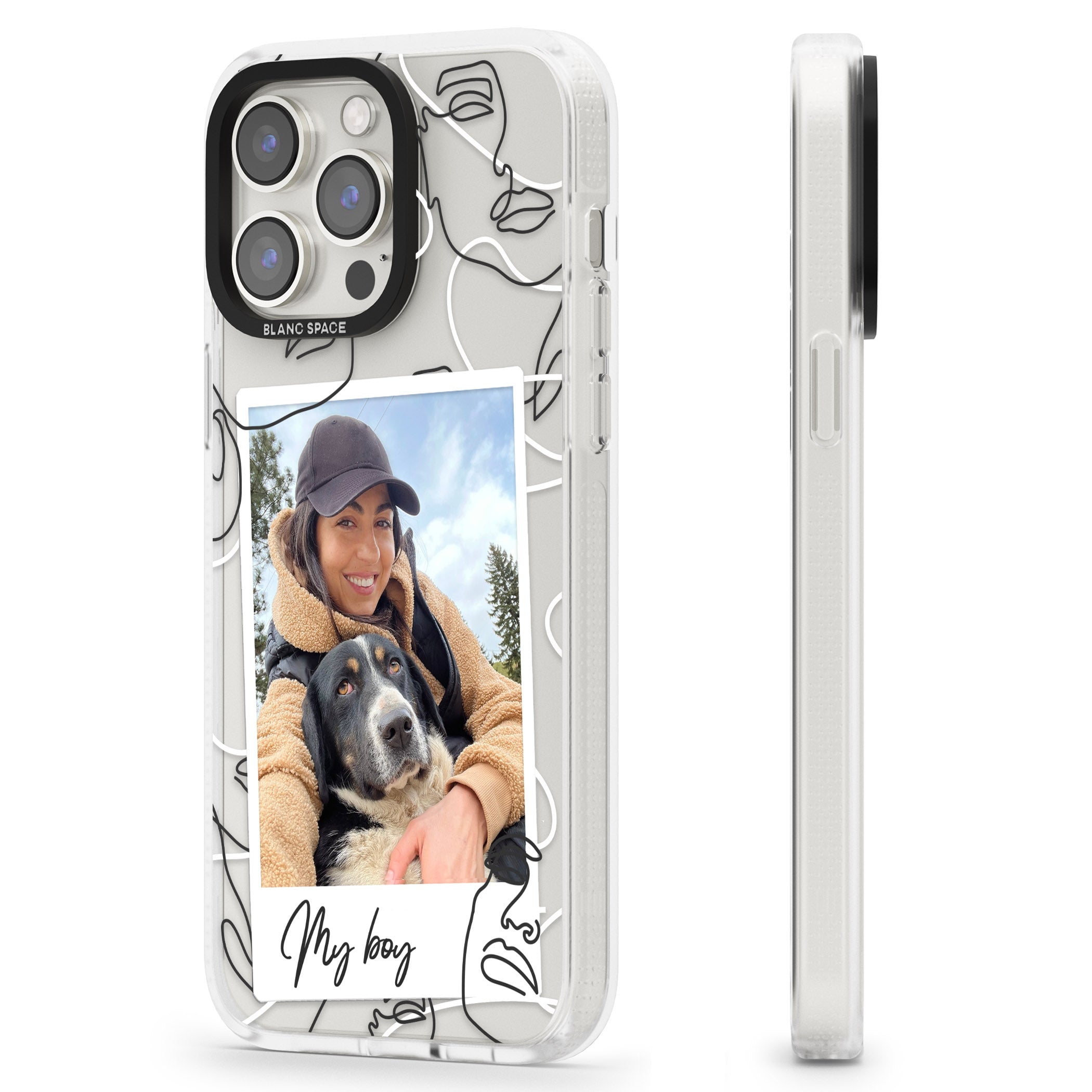 Personalised Abstract Faces Instant Photo iPhone 15 Pro Max / 15 Pro / 14 Pro Max / 14 Pro / 13 Pro Clear Case Impact Air - Blanc Space